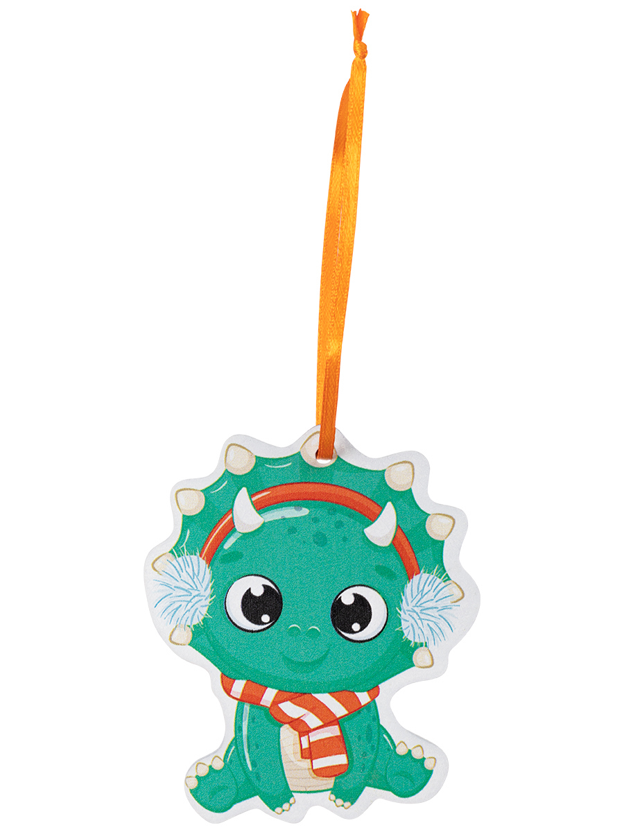 Изображение товара Декоративная подвеска Динозаврик 9.3x7.8 см зеленая елочная игрушка