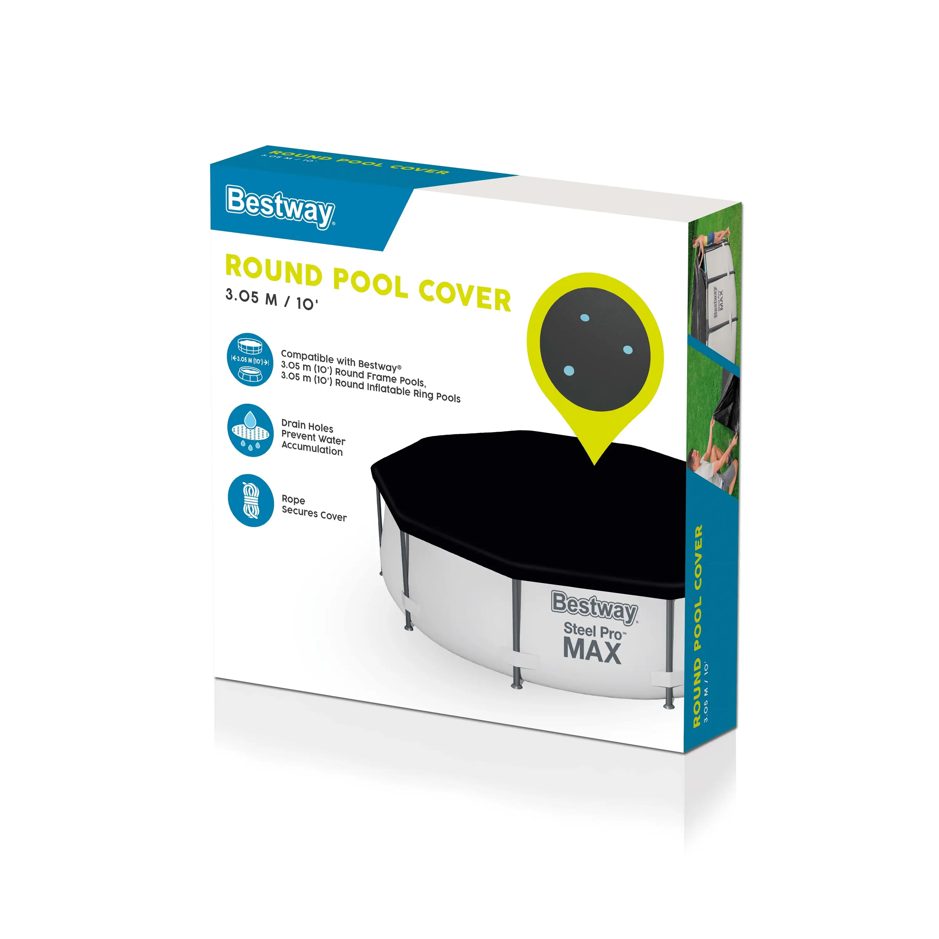 Тент для бассейна Bestway ПВХ 305x305 см цвет черный - 8