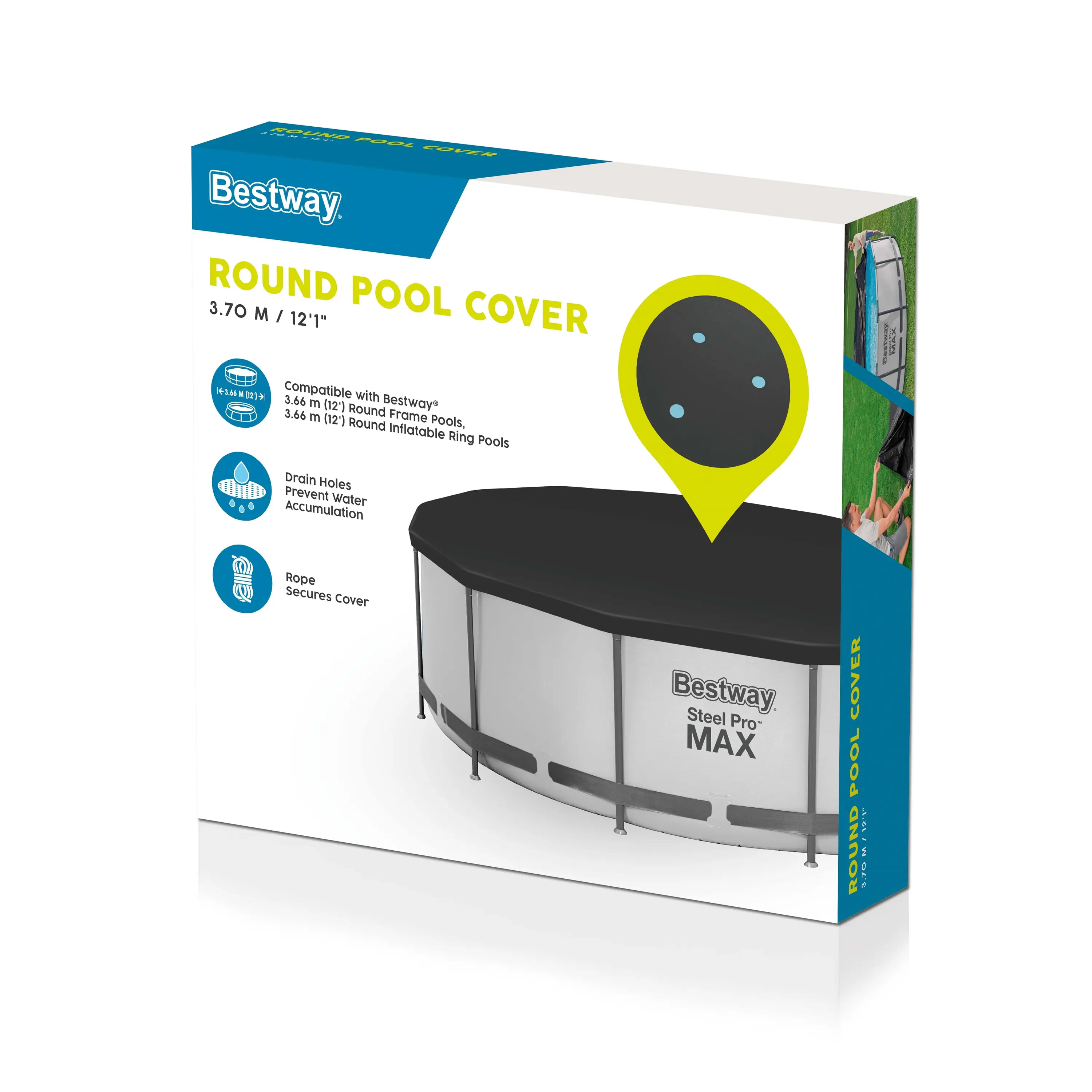 Тент для бассейна Bestway ПВХ 366x366 см цвет черный - 9