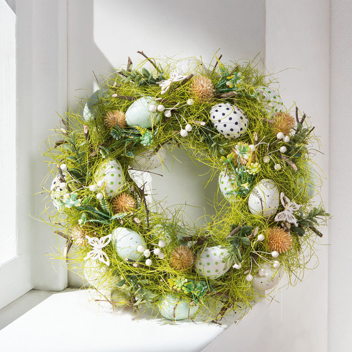 Изображение товара Декоративный венок Пасхальная поляна FRANK, зелёный, 33 см