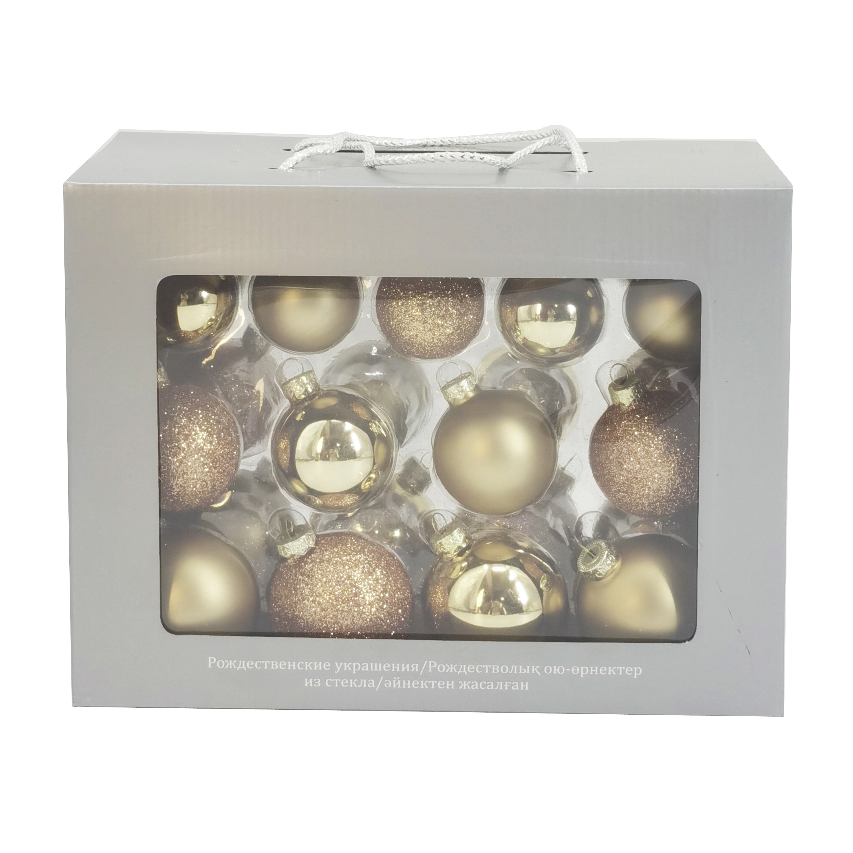 Изображение товара Набор новогодних шаров ø6 см из стекла, 26 шт., золотистые