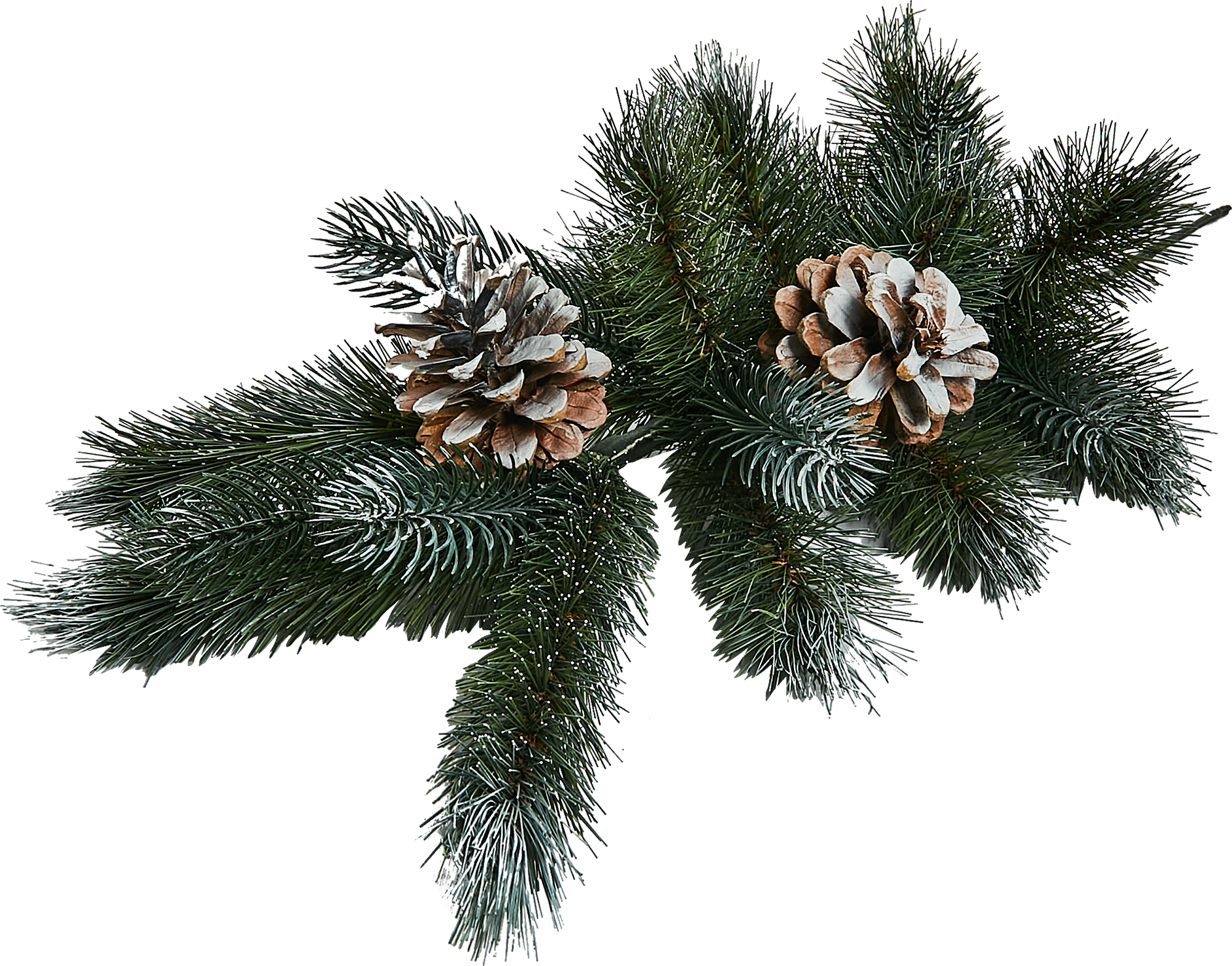 Изображение товара Новогоднее украшение Ветка с шишками заснеженная В260-8 60x39 см цвет зеленый