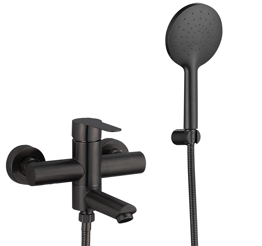 Изображение товара Смеситель для ванны Voda Rain RN 54BL однорычажный универсальный с лейкой и шлангом цвет черный