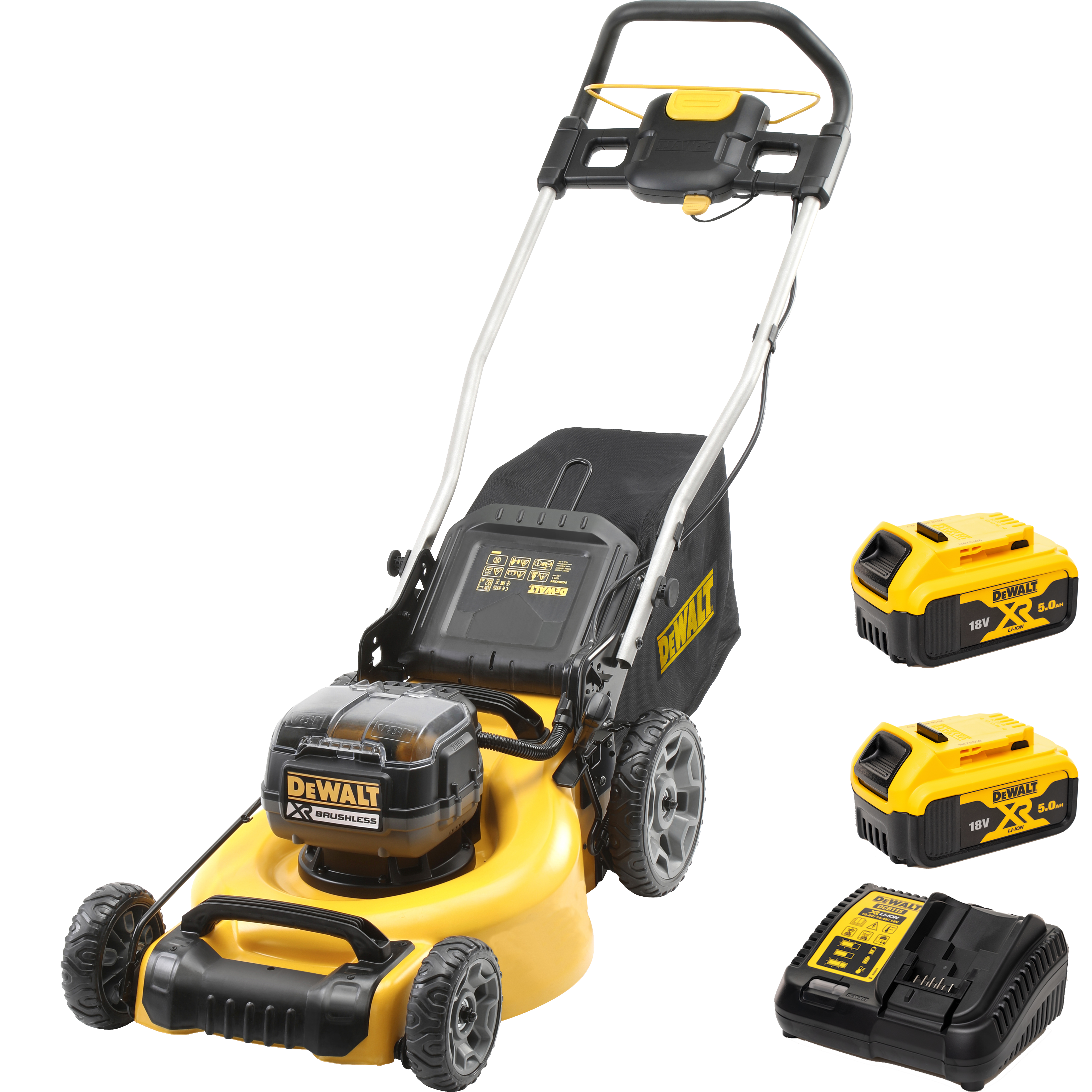 Изображение товара Газонокосилка аккумуляторная Dewalt 18 В 48 см 2x5 Ач АКБ и ЗУ входит в комплект