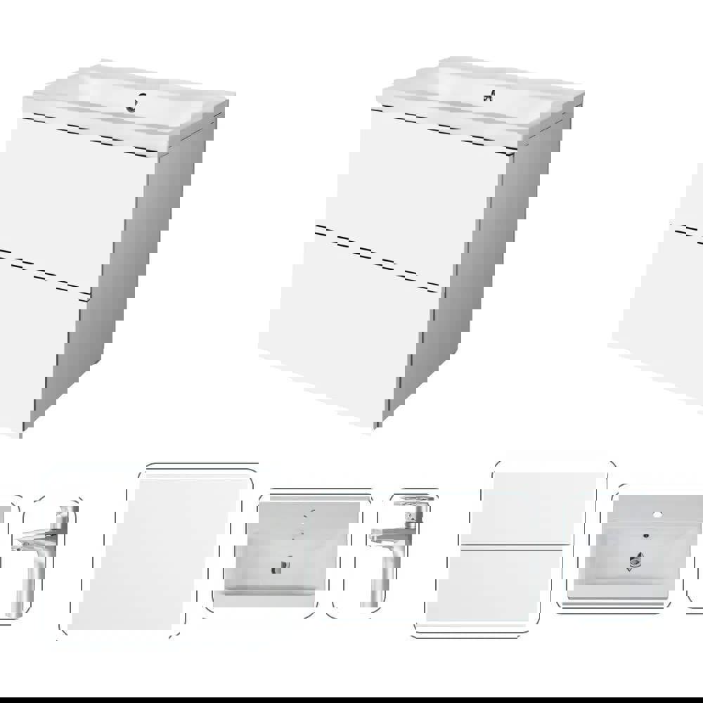Изображение товара Тумба подвесная с раковиной AM.PM M90-FHX0752-F90A02100 со смесителем Gem хром 75 см белый глянец