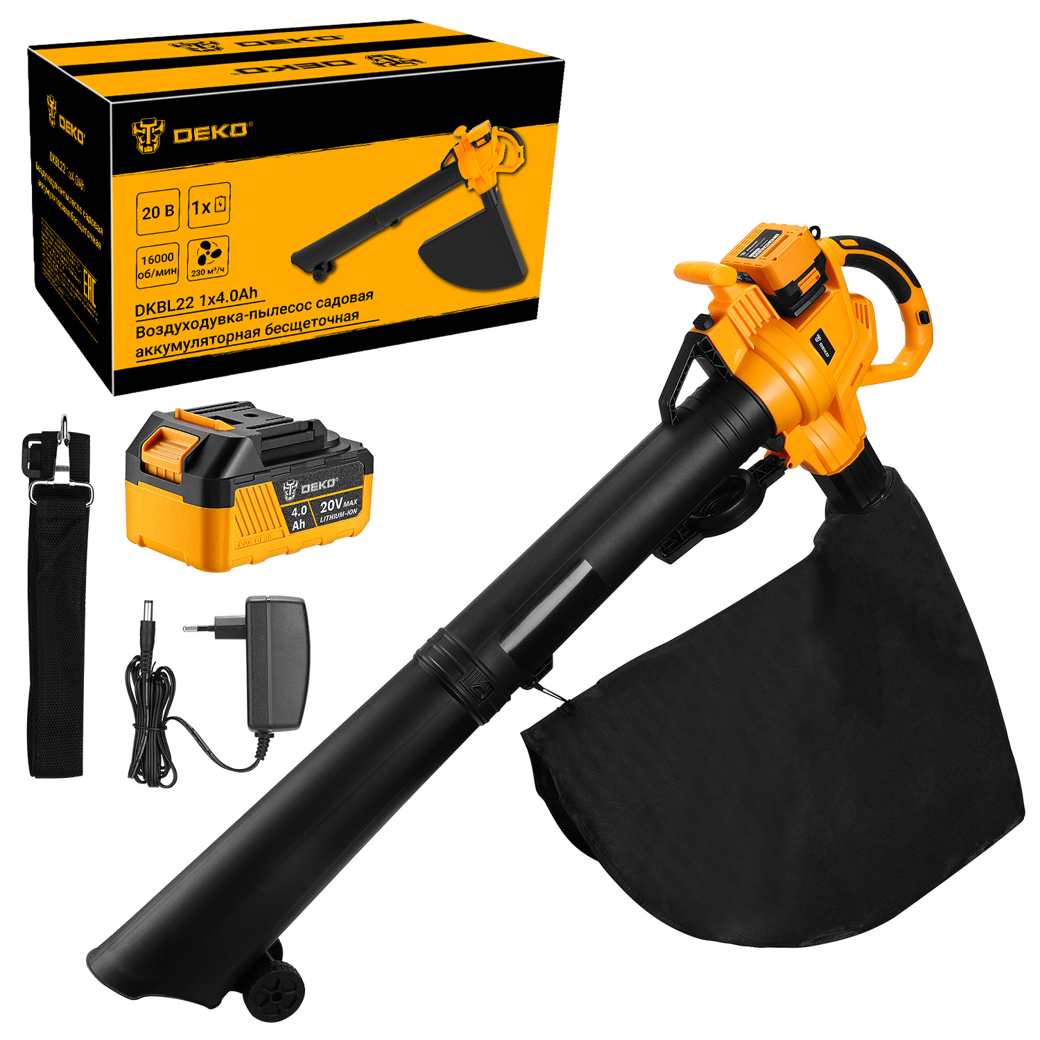 Изображение товара Воздуходувка-пылесос аккумуляторная DEKO DKBL22 20В