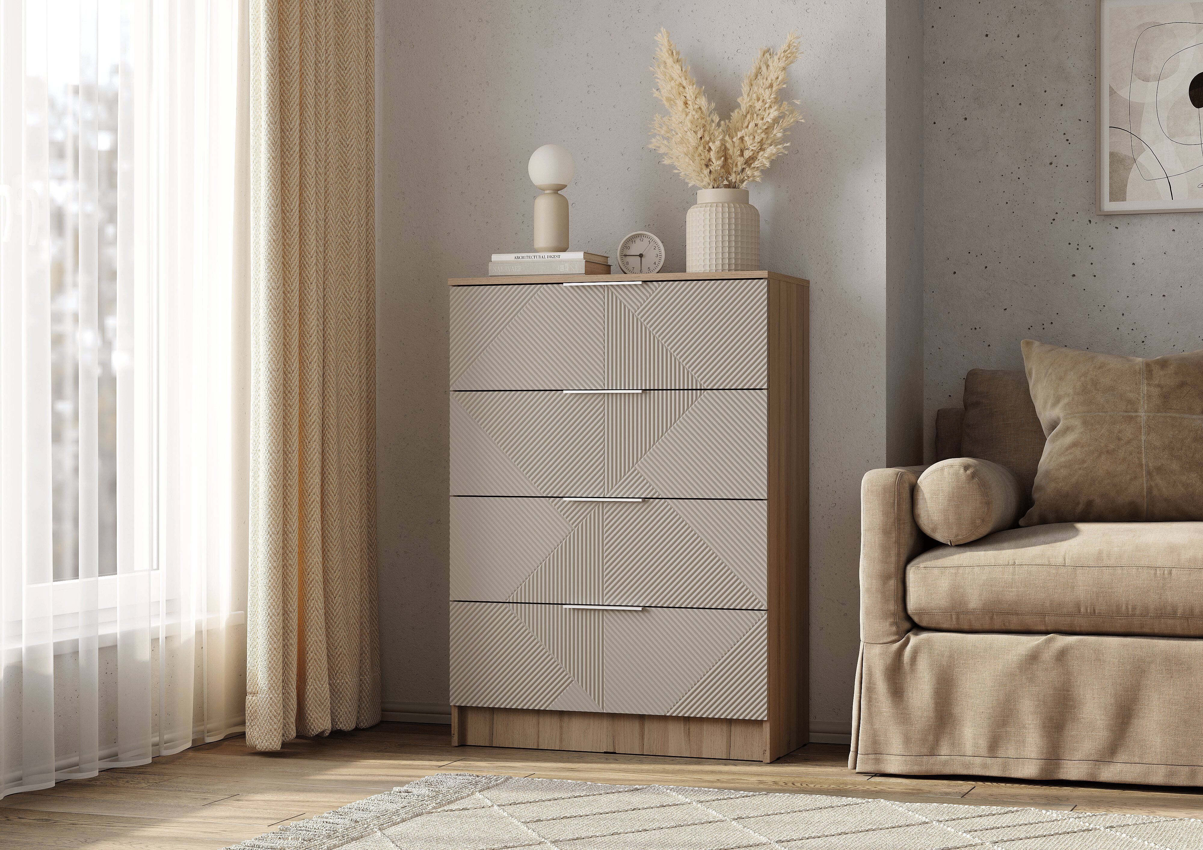 Изображение товара Комод Bts КМ-02 4 ящика 80.20x37.60x113.20 см ЛДСП цвет коричневый