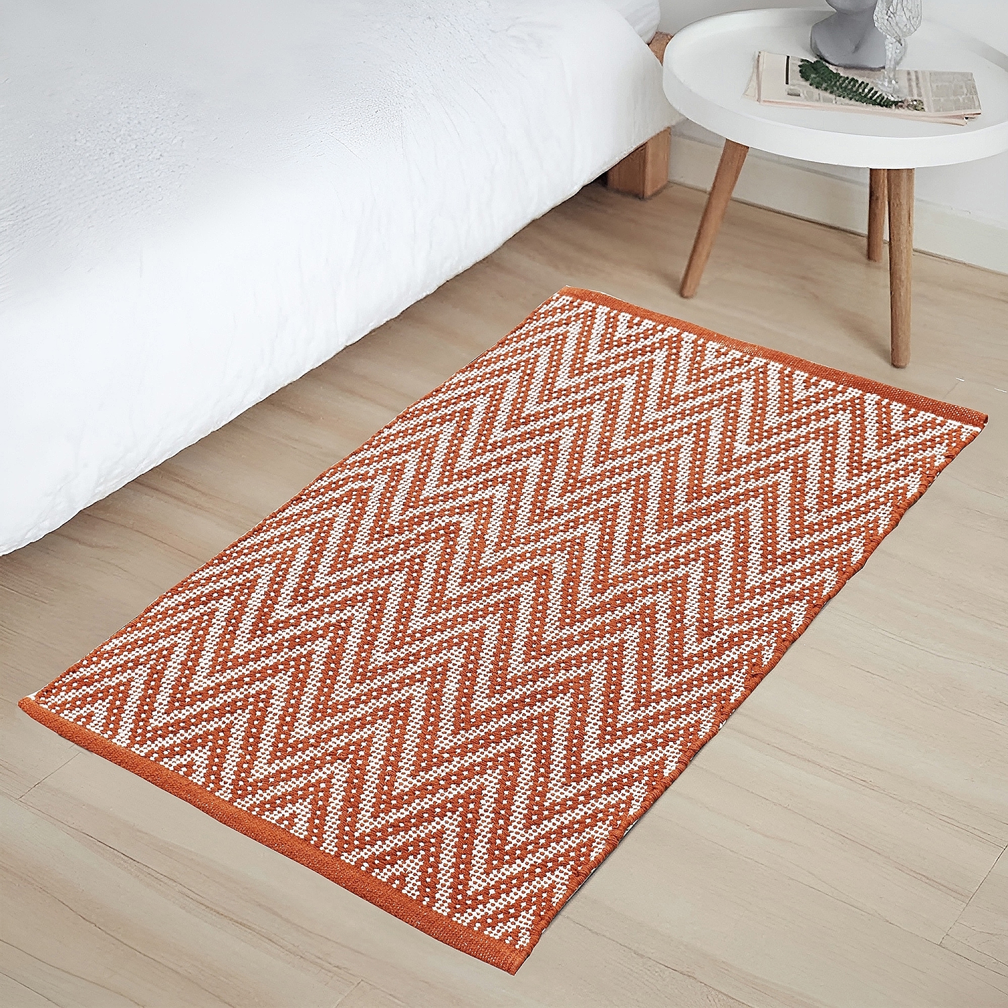 Изображение товара Декоративный коврик из хлопка Шеврон IC-16761, 60x90 см, красный