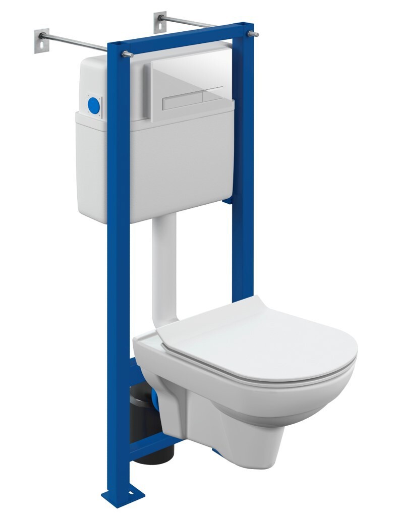 Изображение товара Комплект инсталляция с унитазом Cersanit City Vector с кнопкой Blick, безободковый, с микролифтом, цвет белый