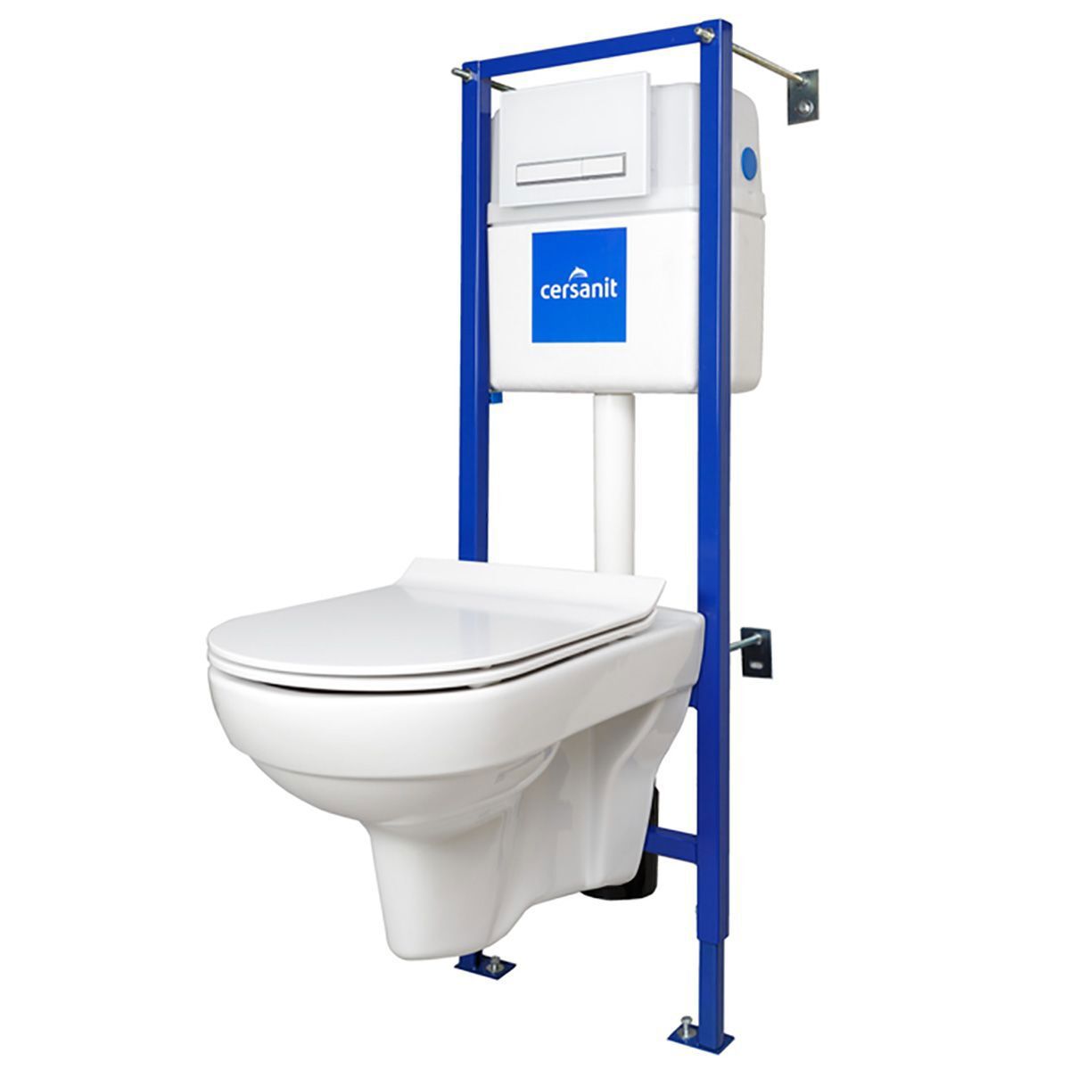 Изображение товара Комплект инсталляция с унитазом Cersanit City New Clean On безободковый с микролифтом клавиша цвет белый