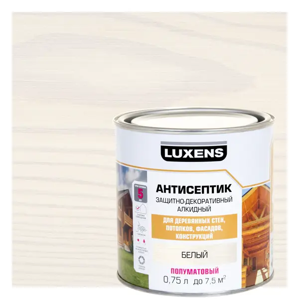 Фото Антисептик алкидный Luxens полуматовый белый 0.75 л