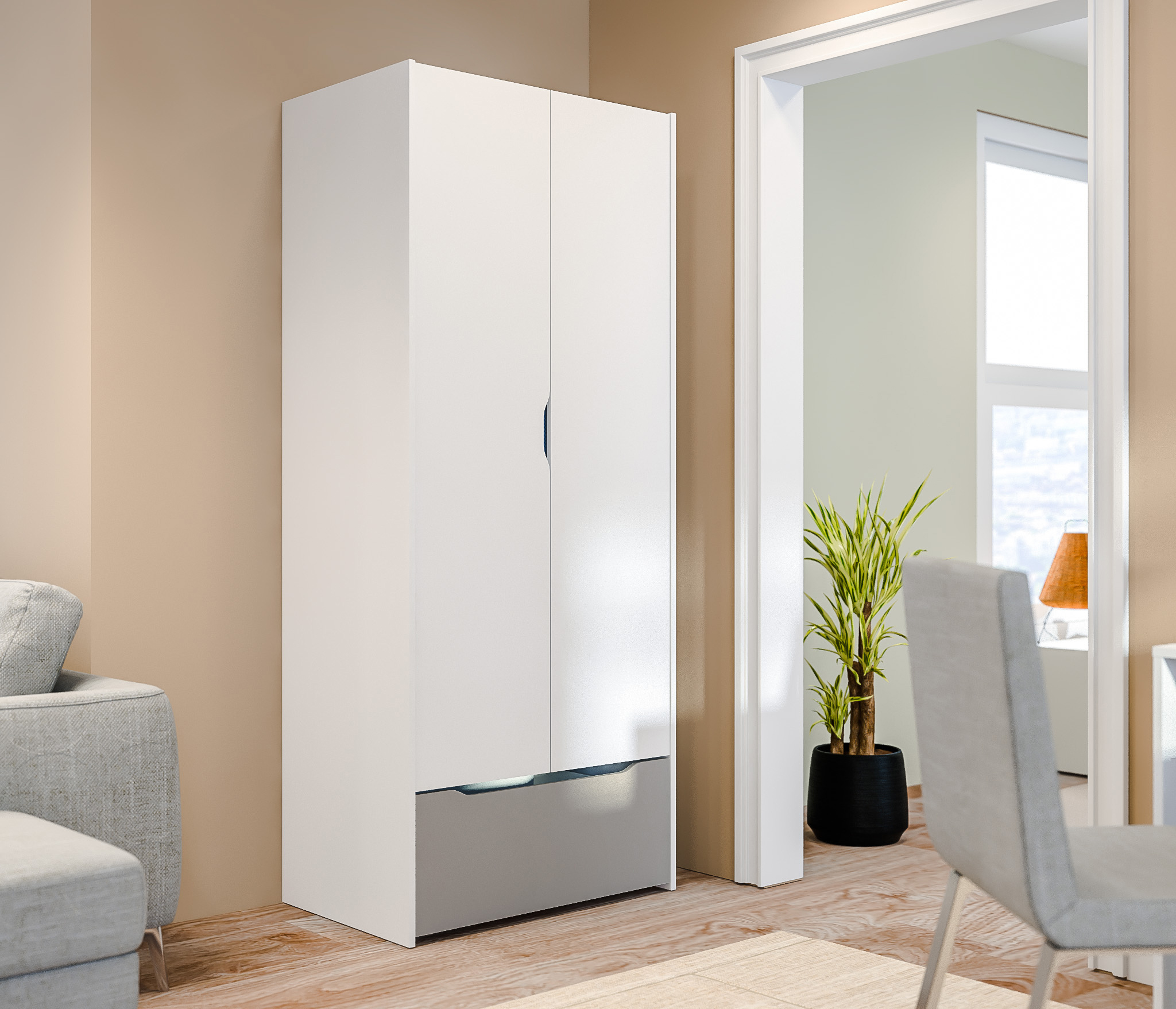 Изображение товара Шкаф Столплит 83x200x55 см ЛДСП цвет белый/серый