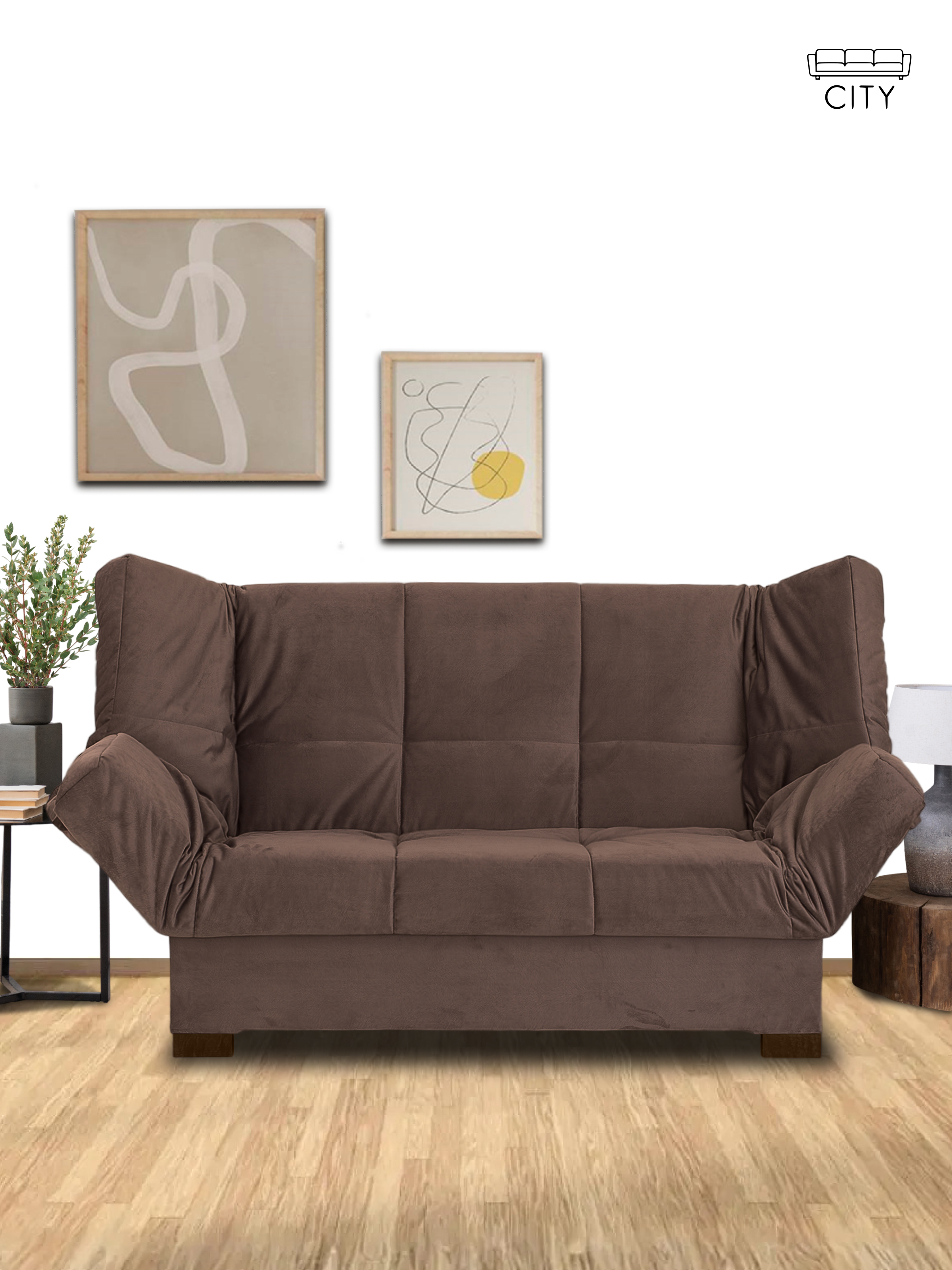 Изображение товара Диван раскладной Cityhd Джакарта 205x93x95 см велюр цвет коричневый