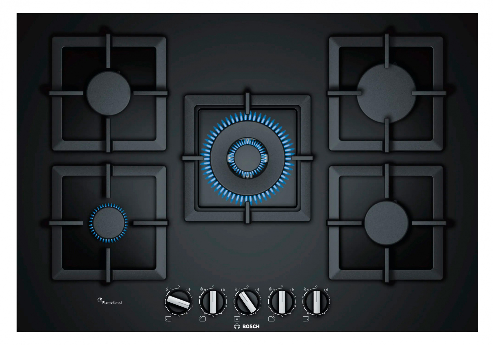 Изображение товара Газовая варочная панель Bosch PPQ7A6B20 75.2 см 5 конфорок цвет черный