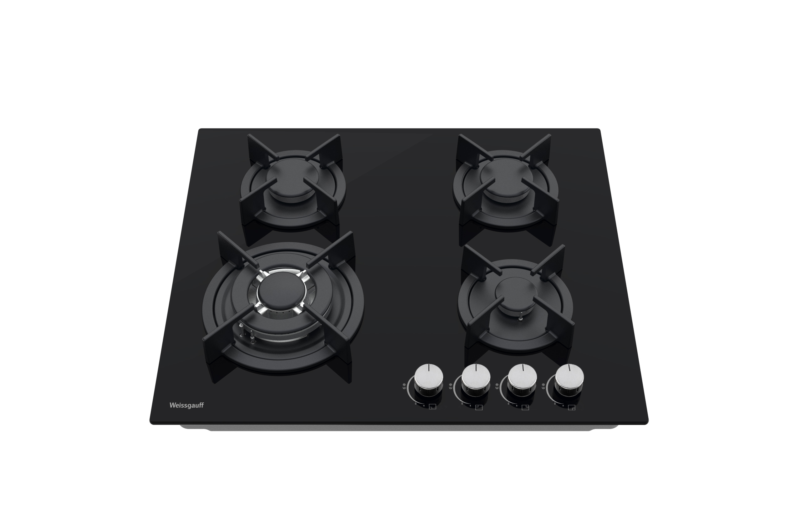 Изображение товара Газовая варочная панель Weissgauff HGG 640 BG Nano Glass 60 см 4 конфорки цвет черный