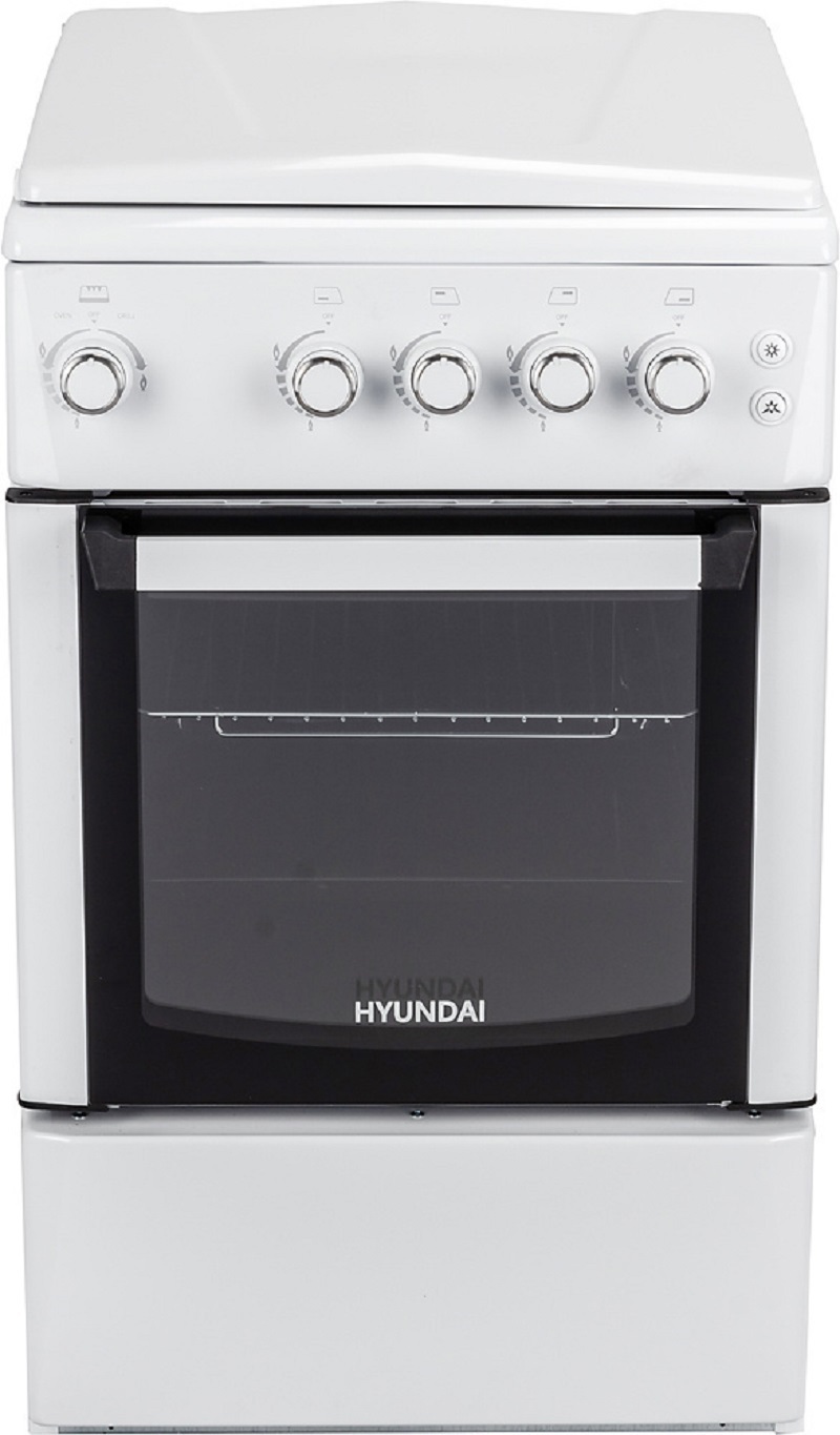 Изображение товара Газовая плита Hyundai RGG223 50 см с духовкой и 4 конфорками белая