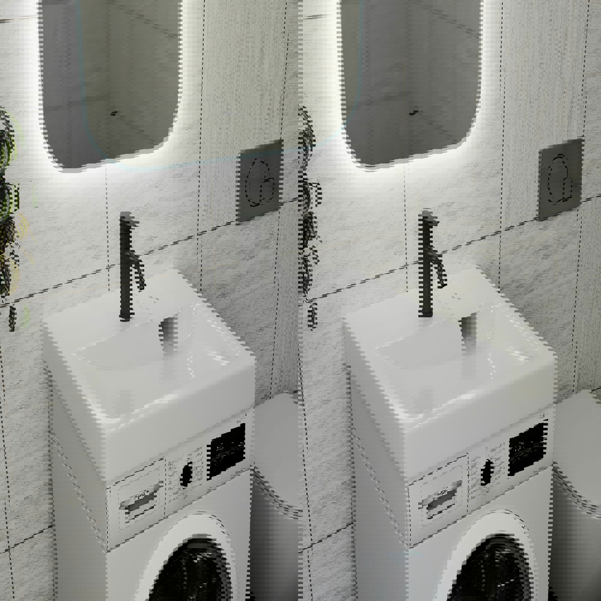 Изображение товара Раковина на стиральную машину Bauedge hotel XMY0005 59см цвет черный/белый