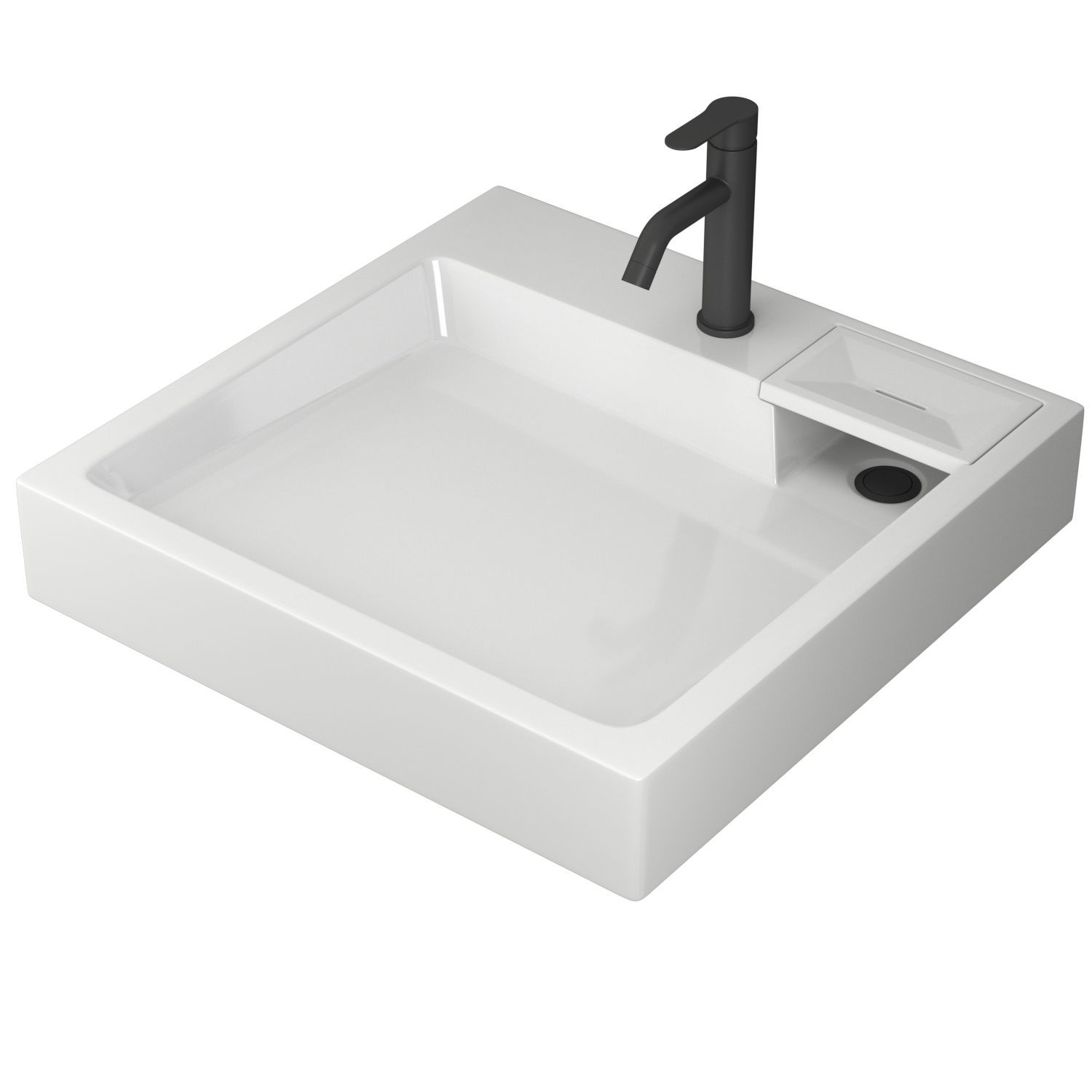 Изображение товара Раковина на стиральную машину BAUEDGE Stil 60x60 см черныйБелый с смесителем Dream Black