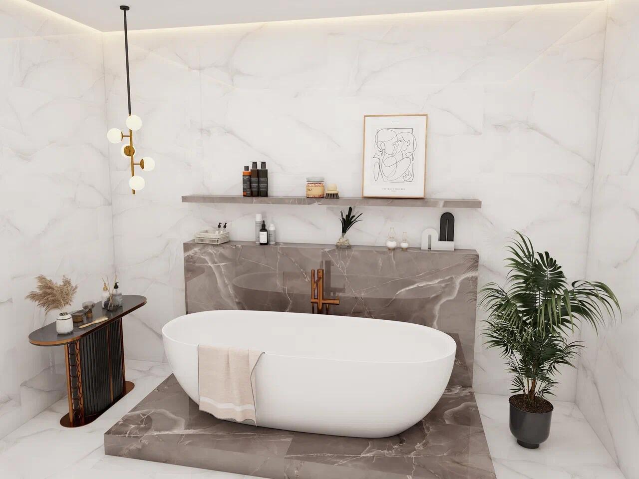 Изображение товара Керамогранит ColorTile Onyx Rich Bianco 60x120 см для интерьера