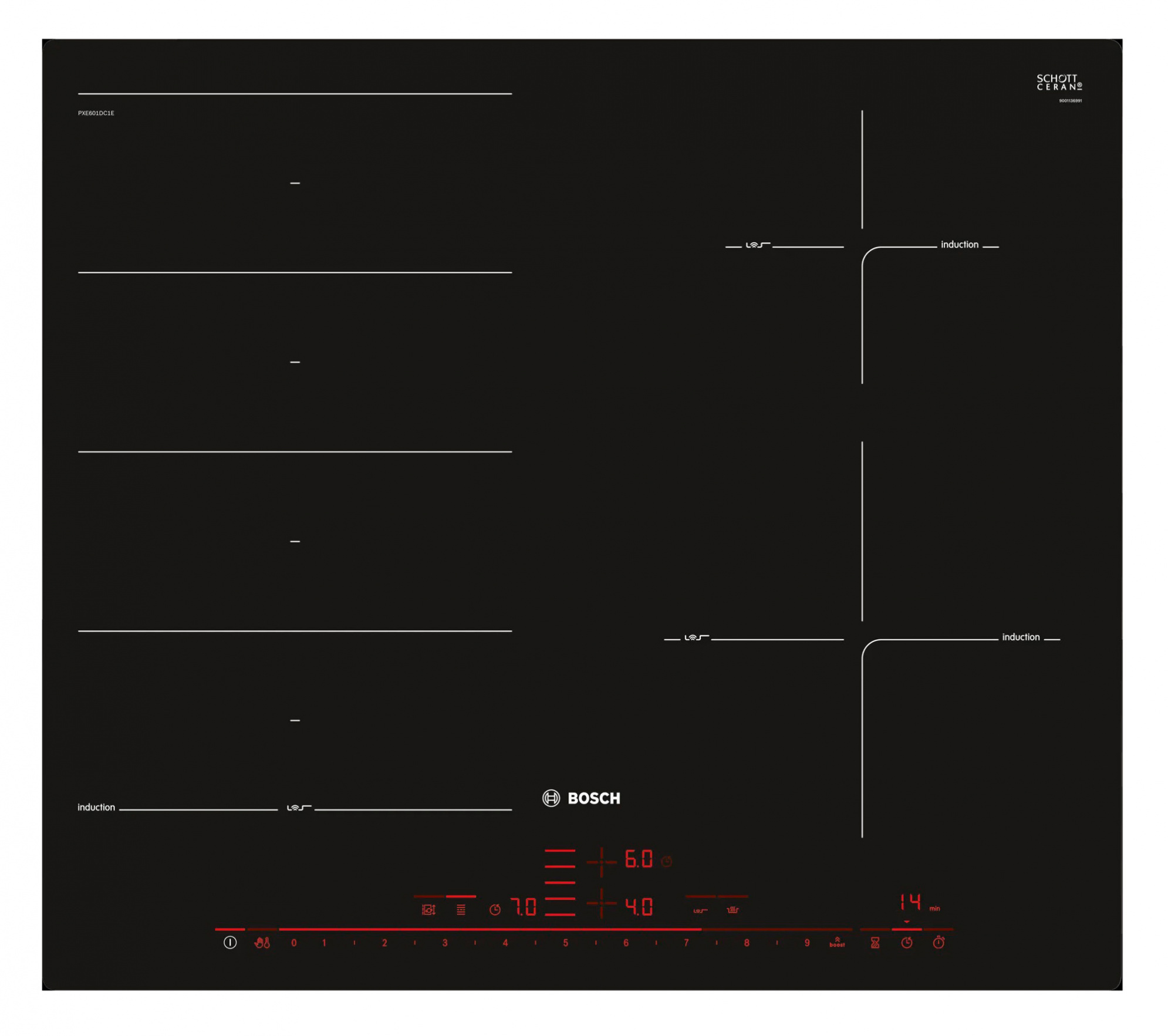 Изображение товара Электрическая варочная панель Bosch HMIV0IC 57.2 см 4 конфорки цвет черный