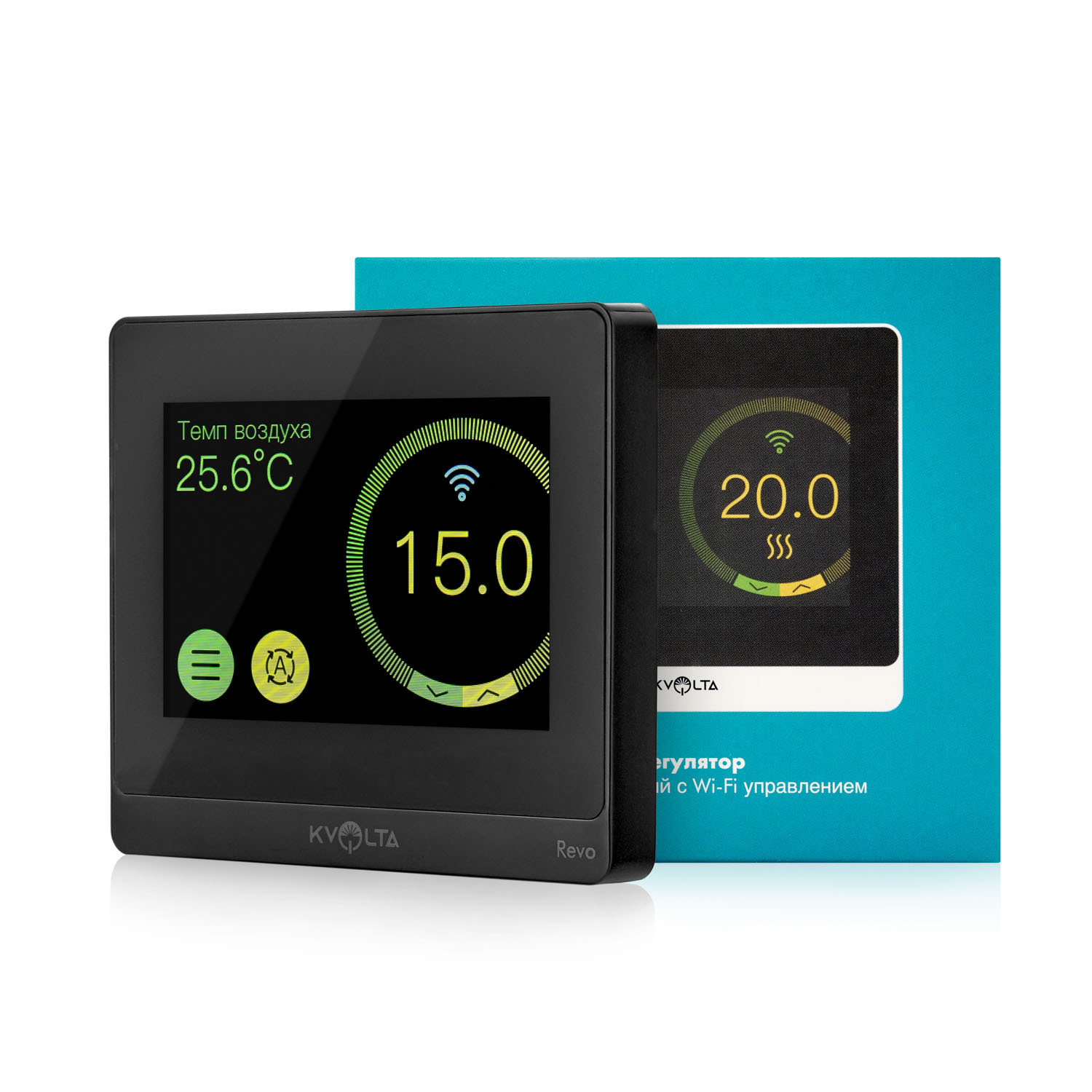 Изображение товара Терморегулятор для теплого пола KVOLTA Revo с сенсорным экраном управление Wi-Fi