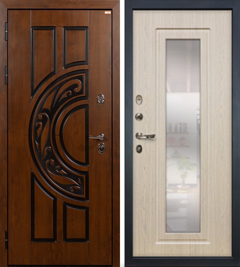 Изображение товара Входная дверь Lex Спартак внутренняя панель № 23 левый 205х96см беленый дуб/винорит голден патина