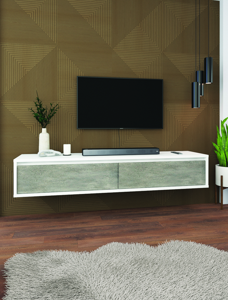 Изображение товара Тумба под телевизор Мебельнов Рим 00326 170x30x40 см ЛДСП цвет белый