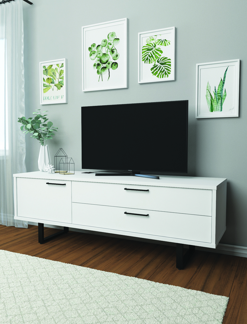 Изображение товара Тумба под телевизор Мебельнов Темпл 00330 160x56x45 см ЛДСП цвет белый