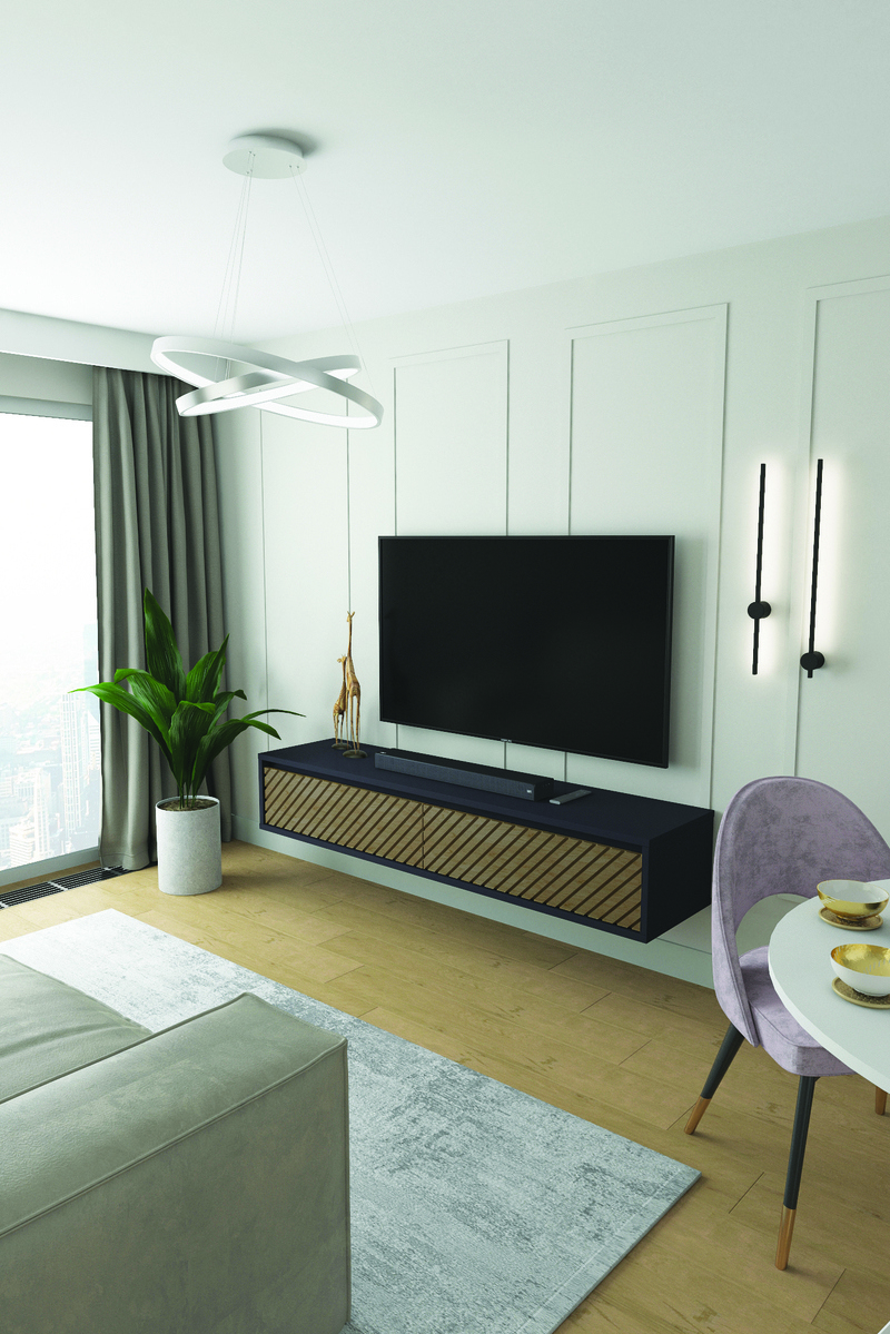 Изображение товара Современная подвесная тумба под телевизор Мебельнов Рим elite 170x40 см из ЛДСП