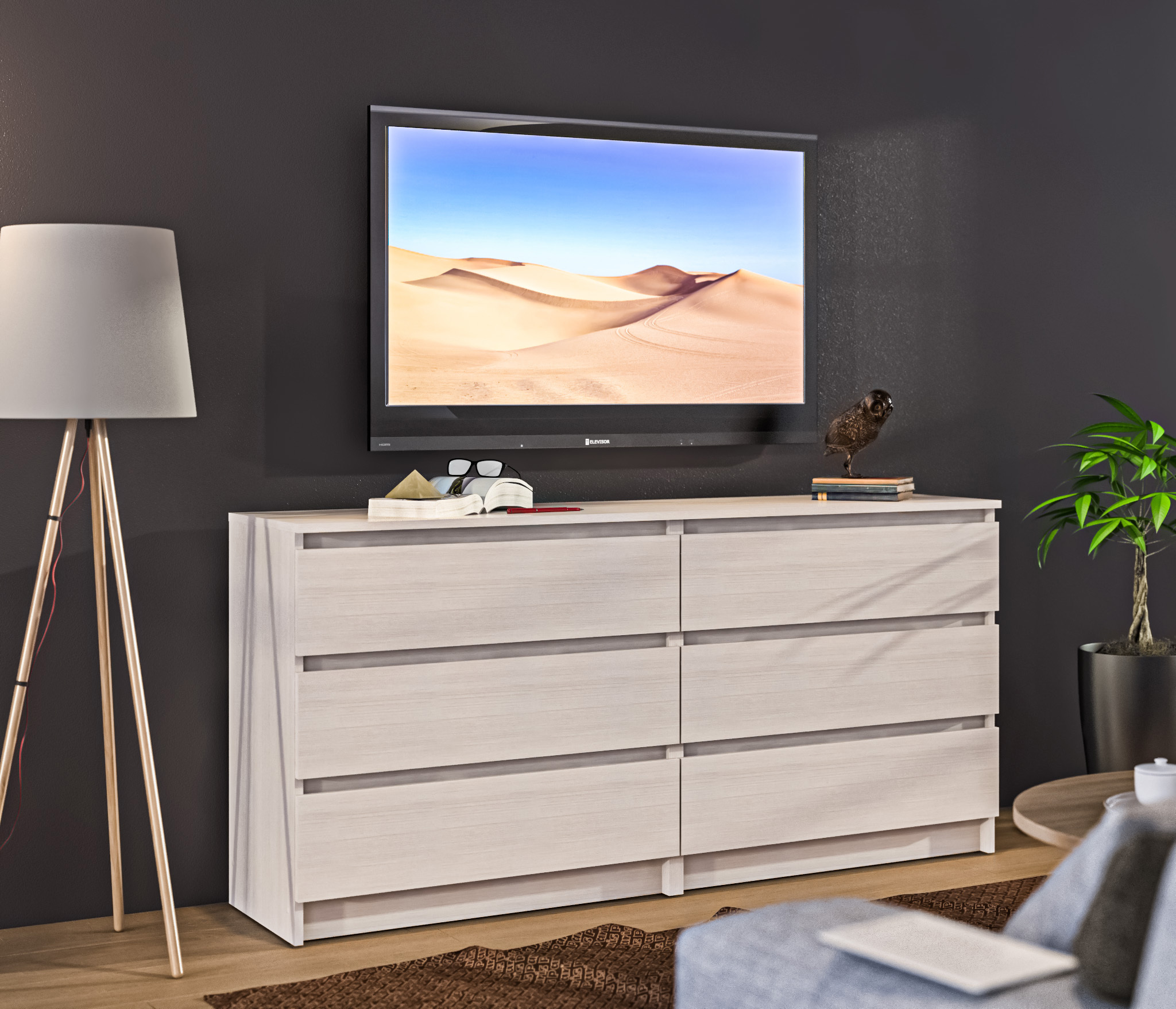 Изображение товара Комод Столплит Леон сб-3289 6 ящиков 156x39x75 см ЛДСП авиньон