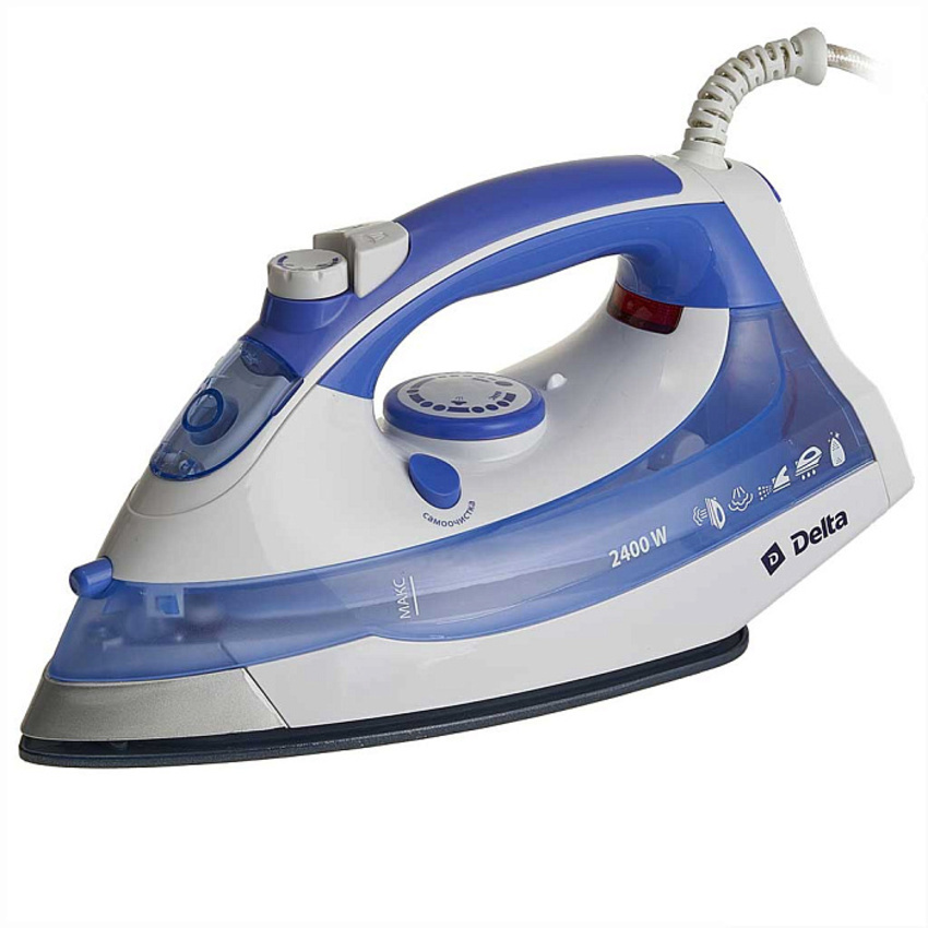 Изображение товара Утюг Delta DL-711 бело-голубой мощность 2400 Вт керамическая подошва