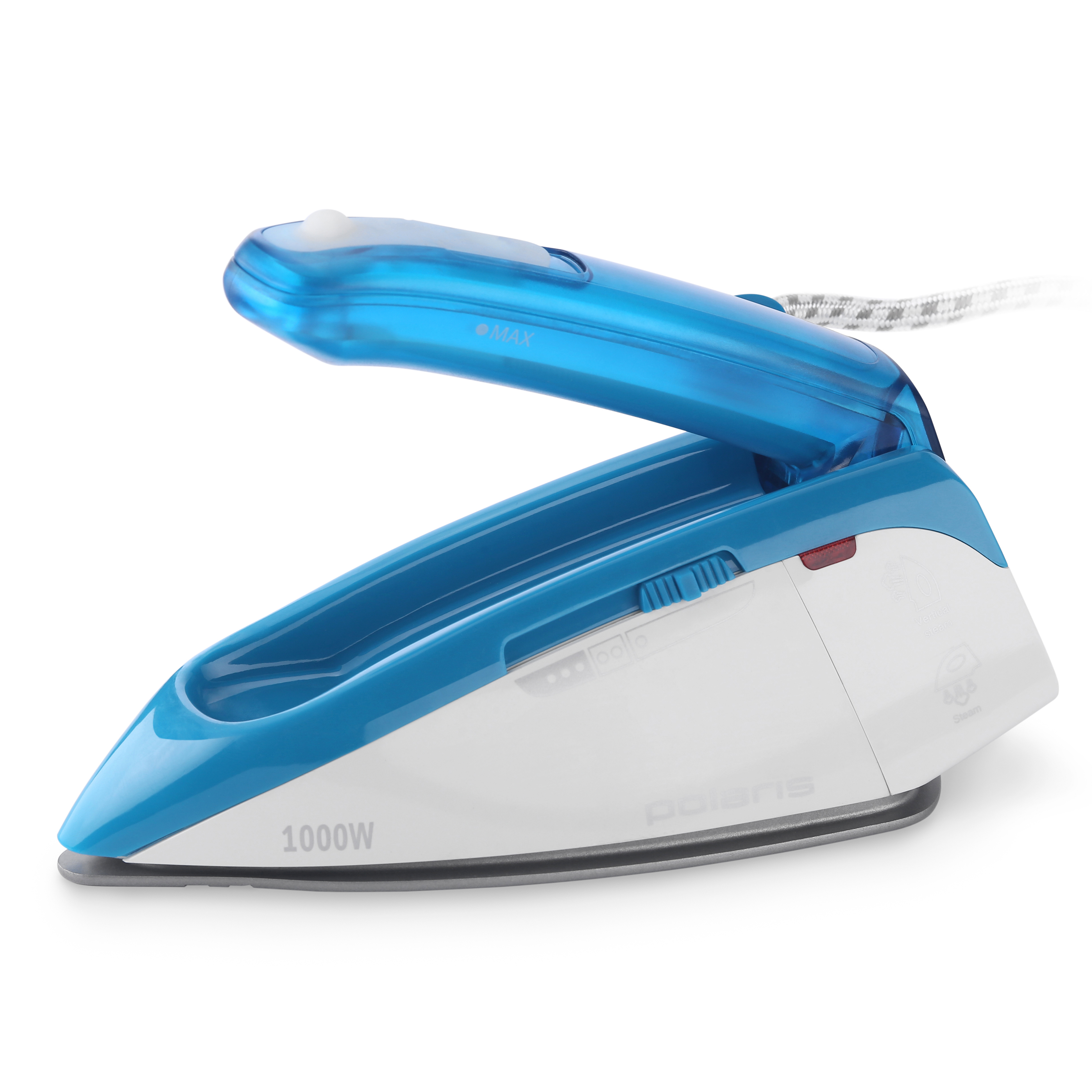 Изображение товара Дорожный паровой утюг Polaris PIR 1003T голубой компактный travel