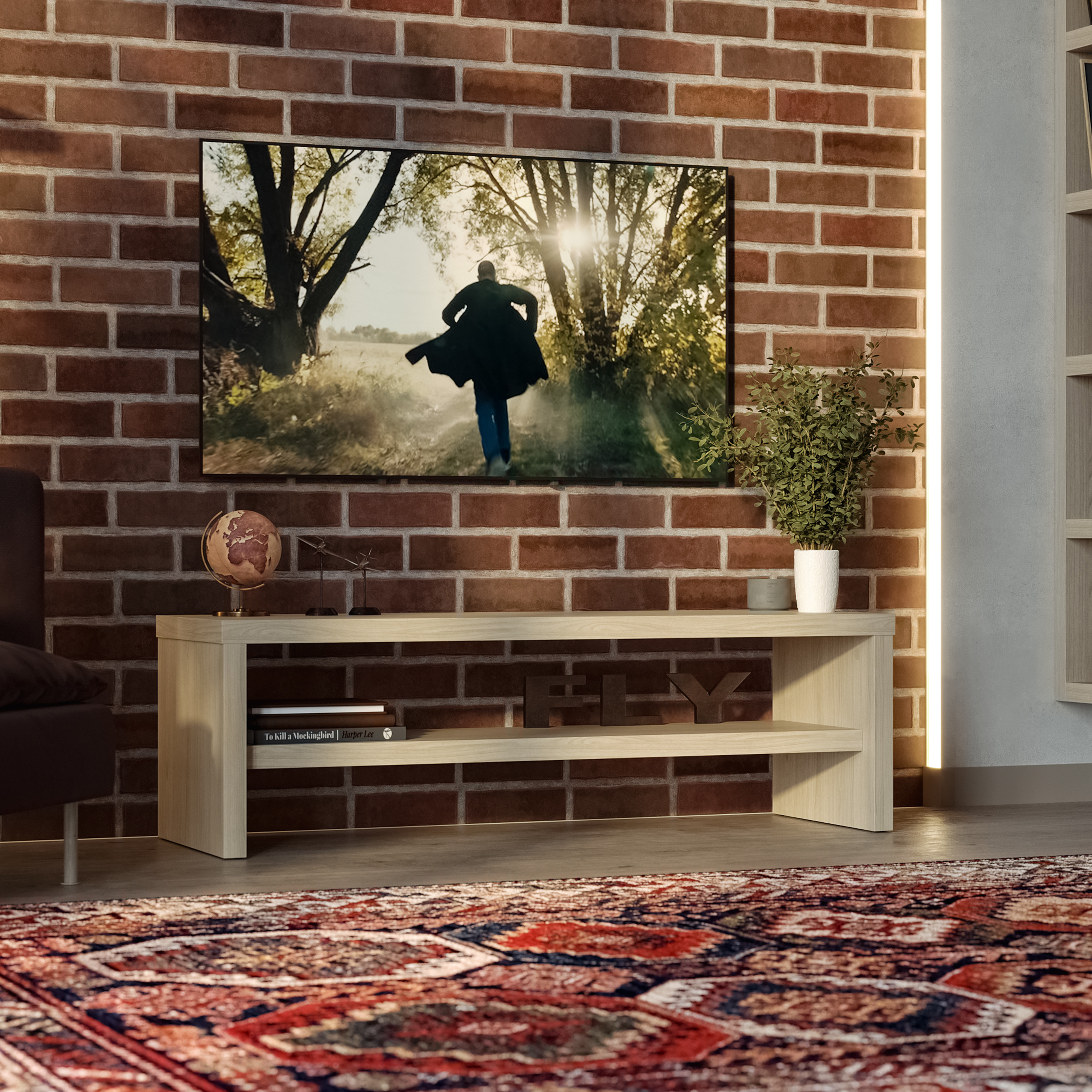 Изображение товара Тумба под телевизор Гуд Лакк Энкель S00821 120x36.8x38 см беленый дуб