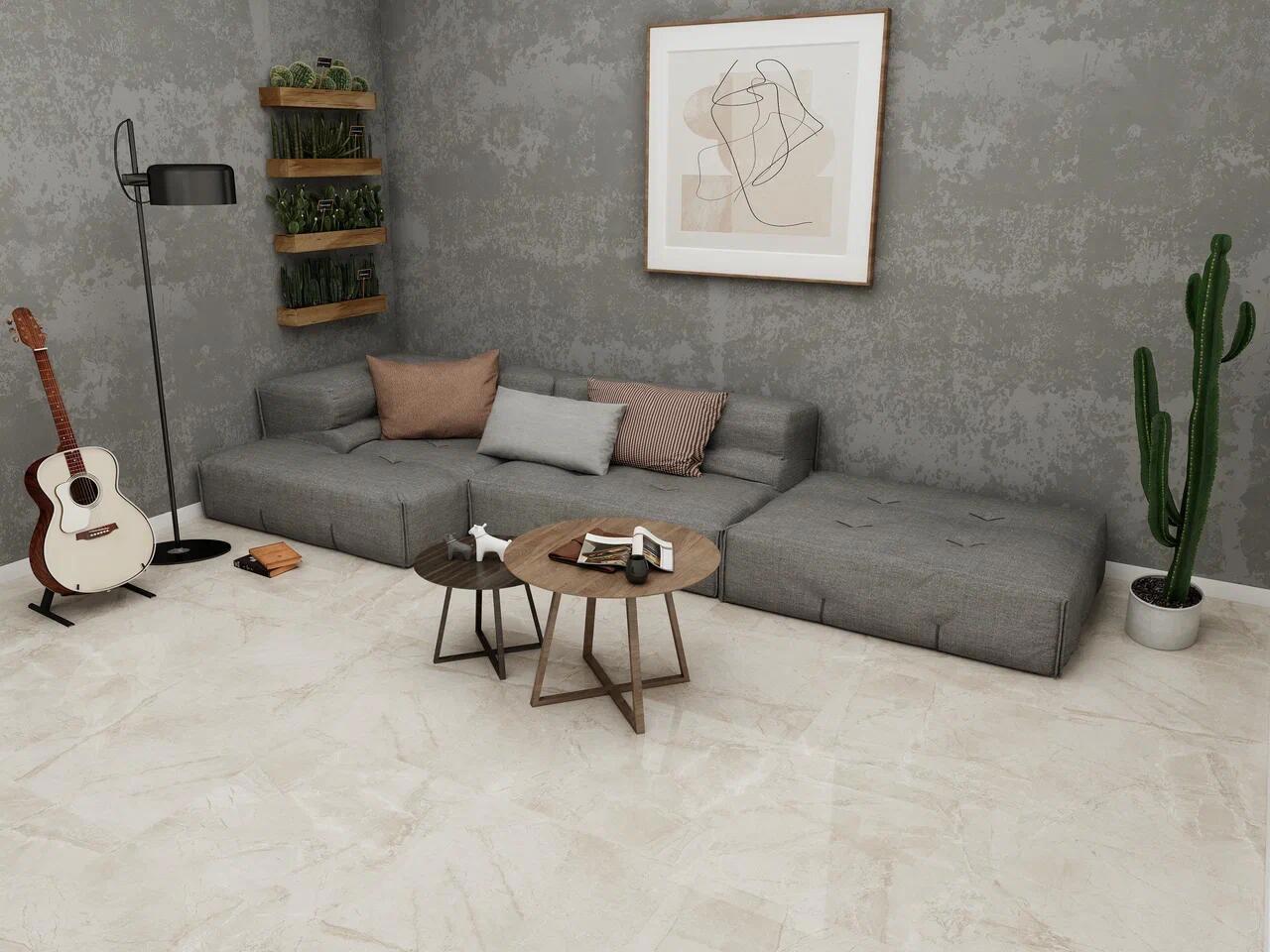 Изображение товара Керамогранит Velsaa Rudra 60x60 см кофейный гланцевый для пола и стен