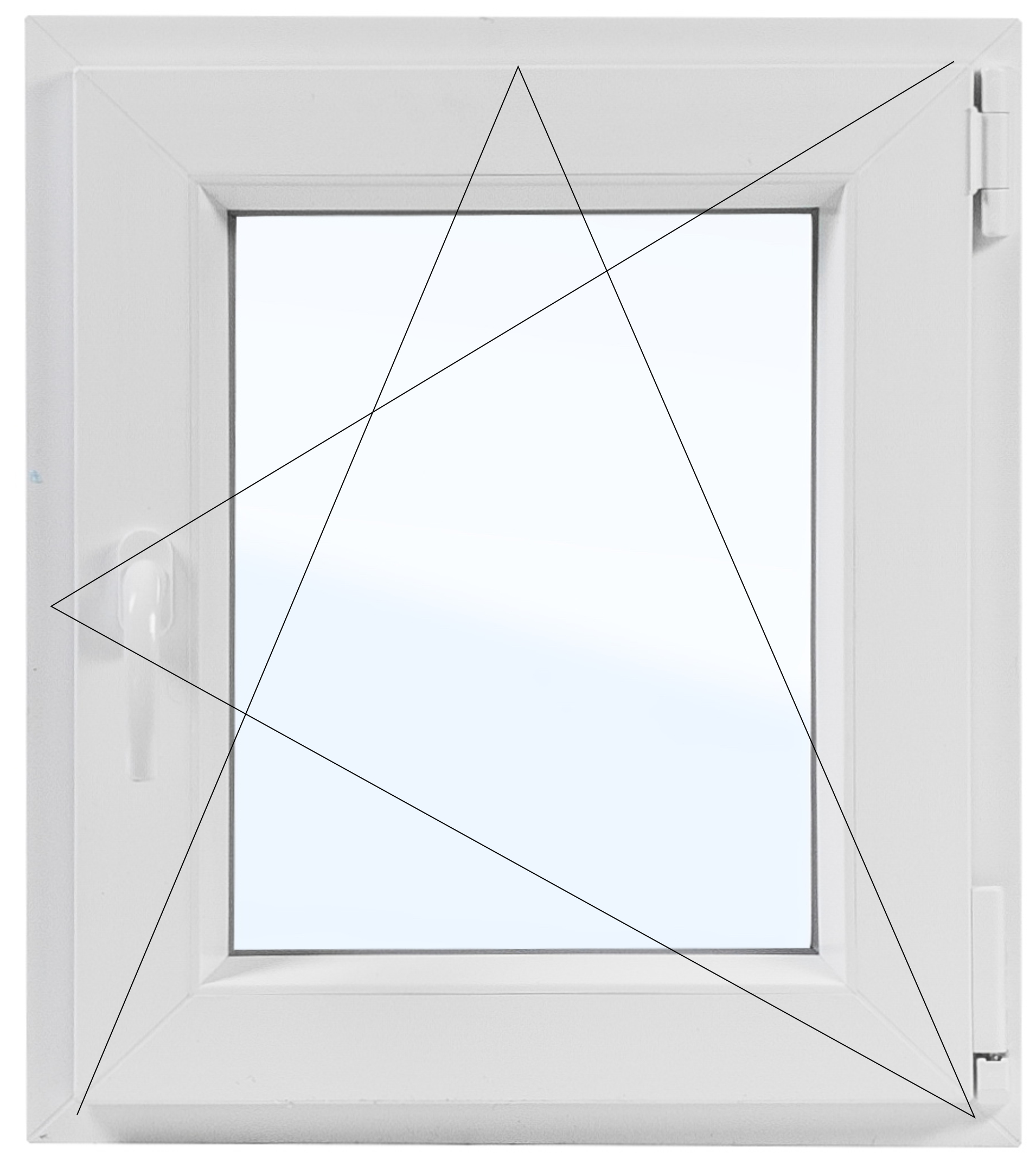 Изображение товара Пластиковое окно ПВХ одностворчатое 600x600 мм (ВхШ) двухкамерный стеклопакет белый/серый