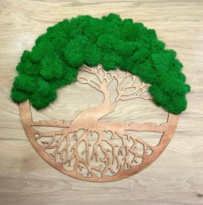 Изображение товара Дерево жизни панно 30 см — берёза, мох стабилизированный