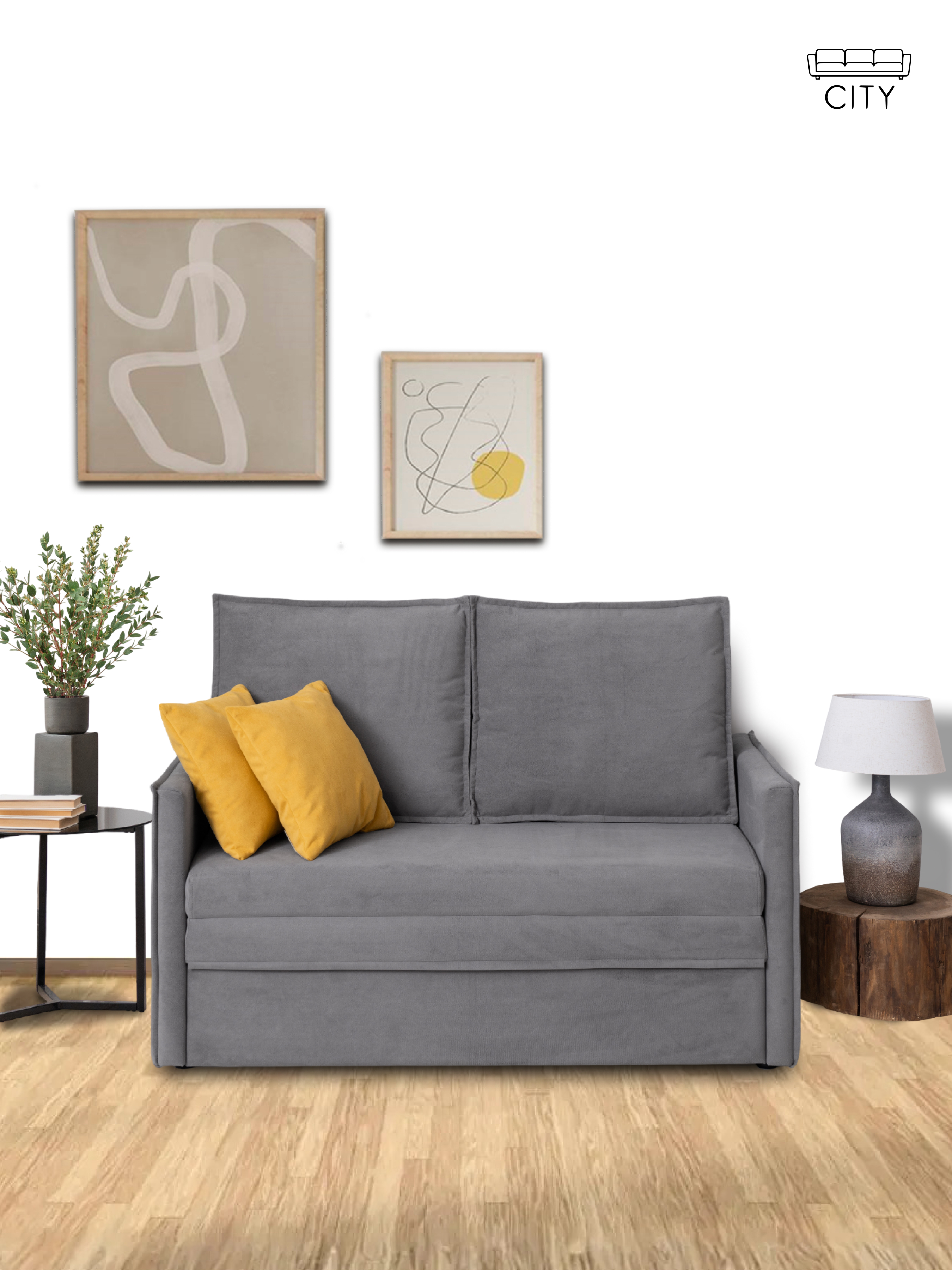 Изображение товара Диван раскладной Cityhd Бонн 133x85x78 см велюр серый с ортопедическими латами