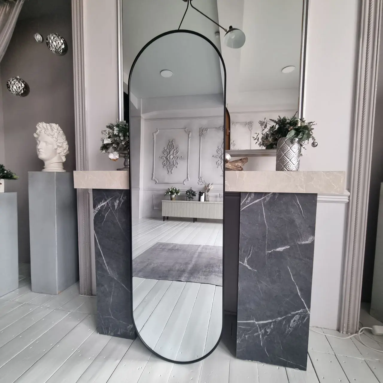 Зеркало декоративное настенное A+T Home Decor овальное 50x170 см цвет черный - 4