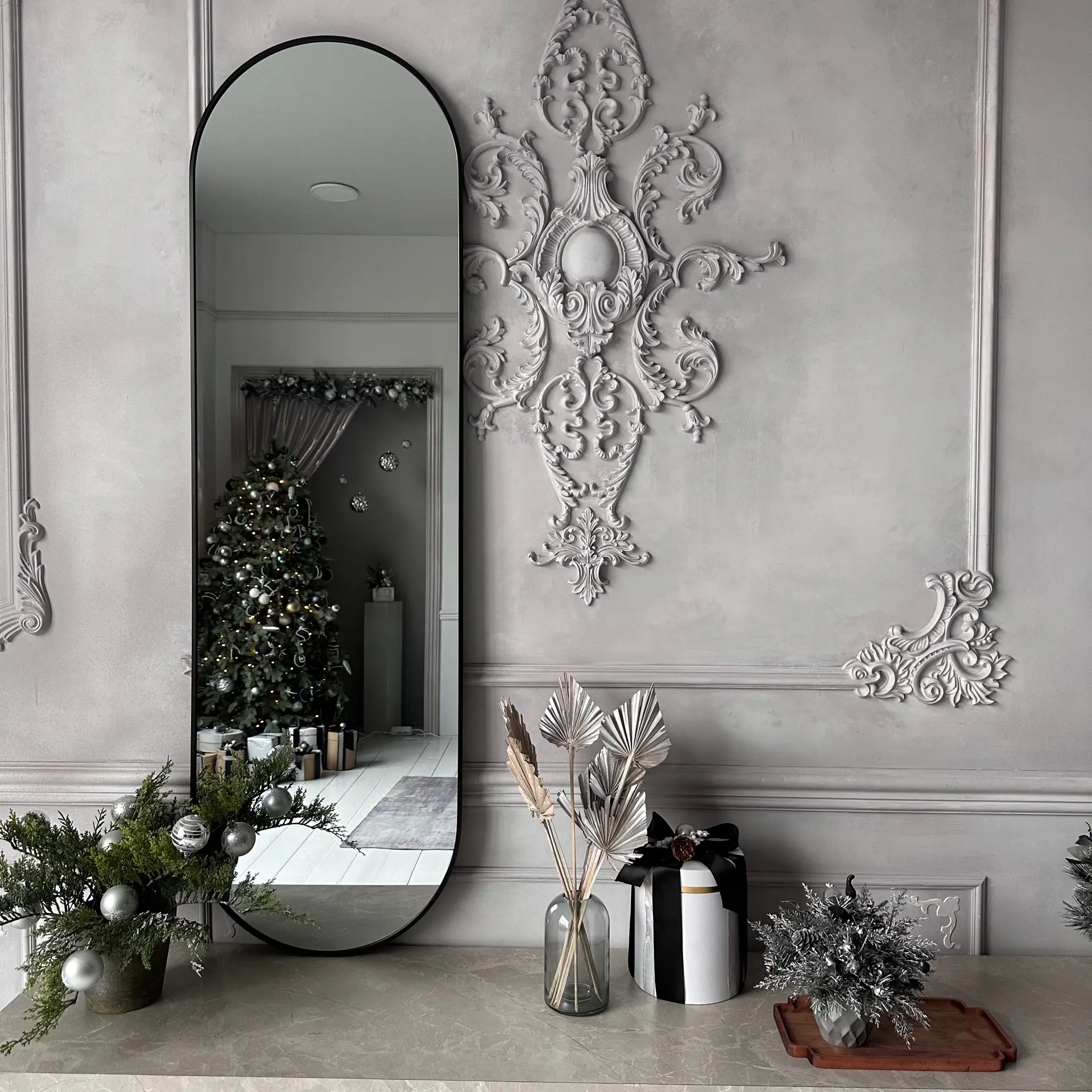 Зеркало декоративное настенное A+T Home Decor овальное 50x170 см цвет черный - 3