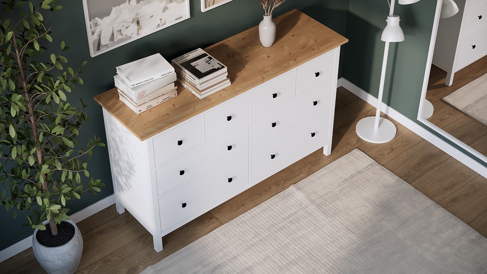 Изображение товара Комод Кымор 8 ящиков 160x50x96 см массив сосны белый