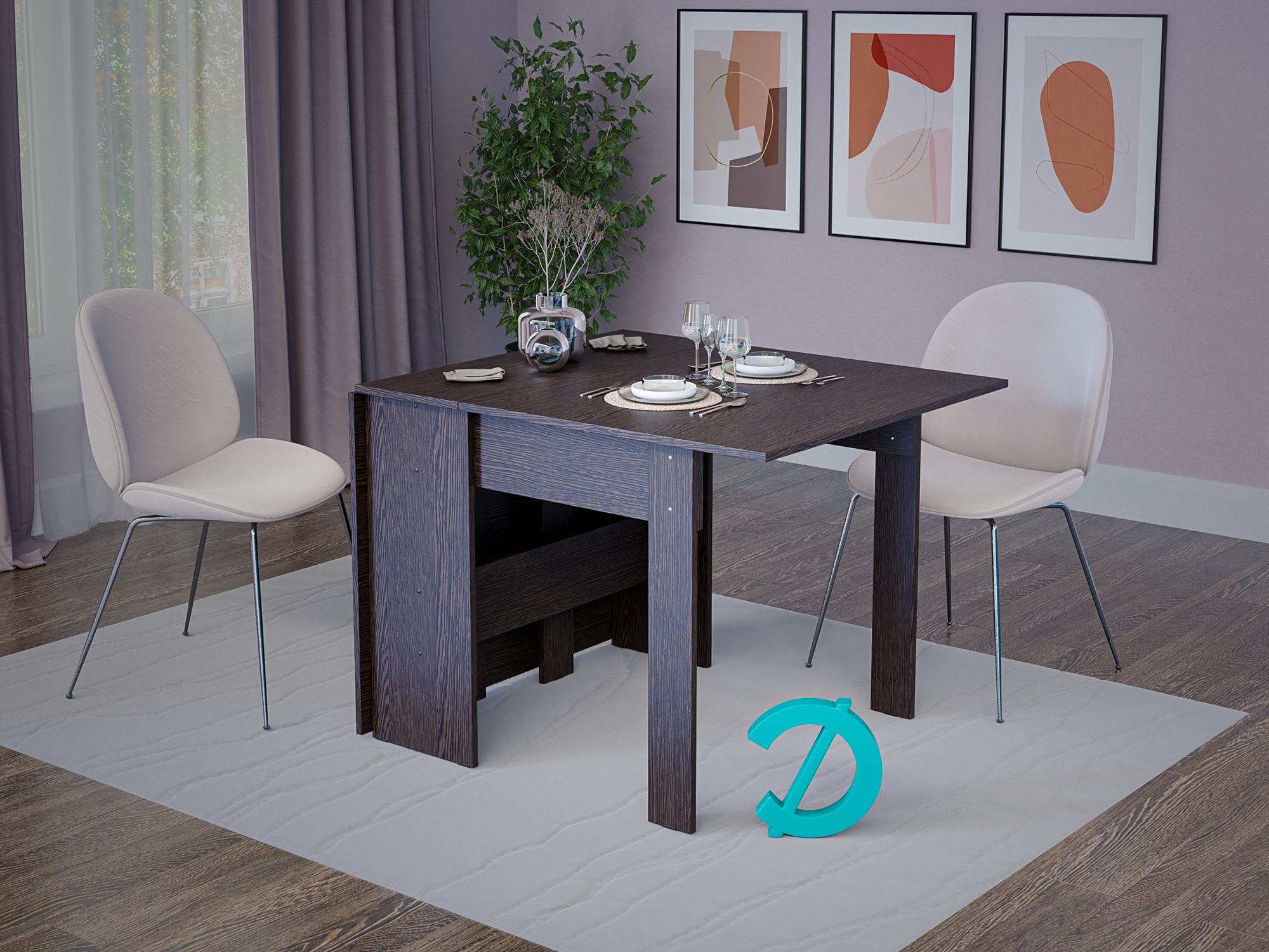 Изображение товара Стол-книжка раскладной прямоугольный Досто Норман 32x160 см ЛДСП цвет венге