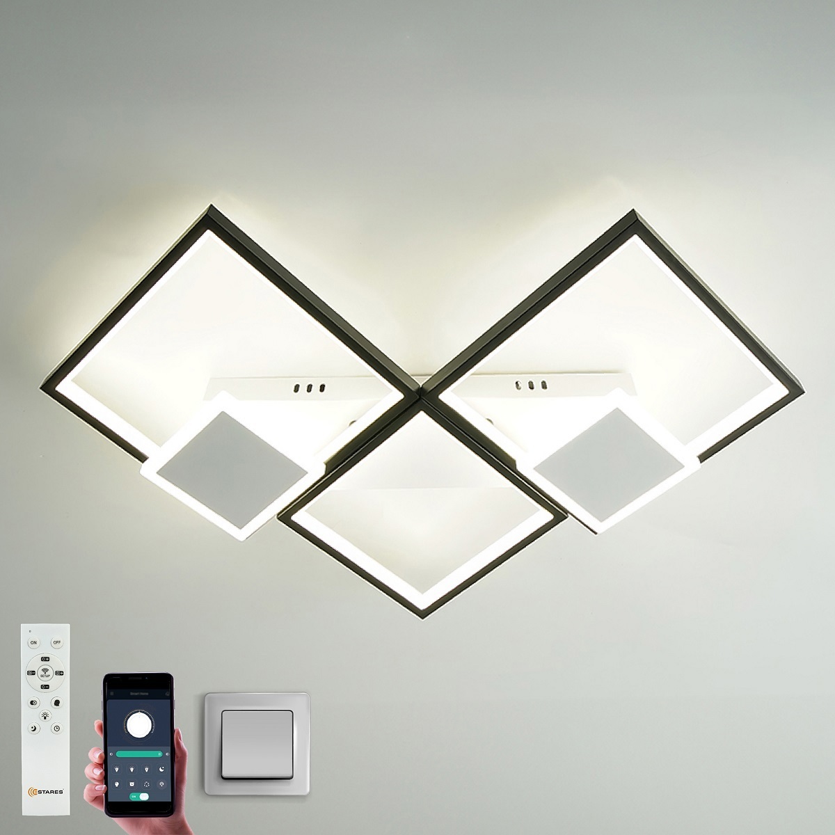 Изображение товара Люстра потолочная светодиодная ЭСТАРЕС ROMBO с пультом управления