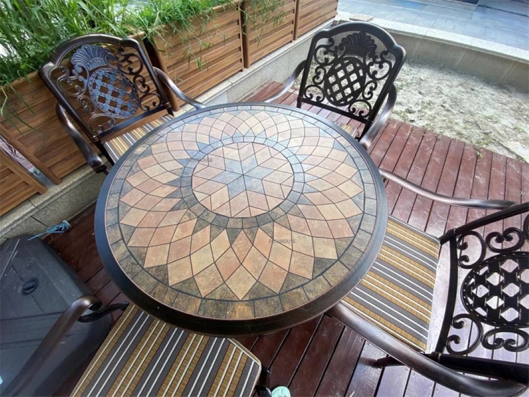 Изображение товара Нераздвижной садовый стол из литого алюминия Мир дачника 84.5 см коричневый