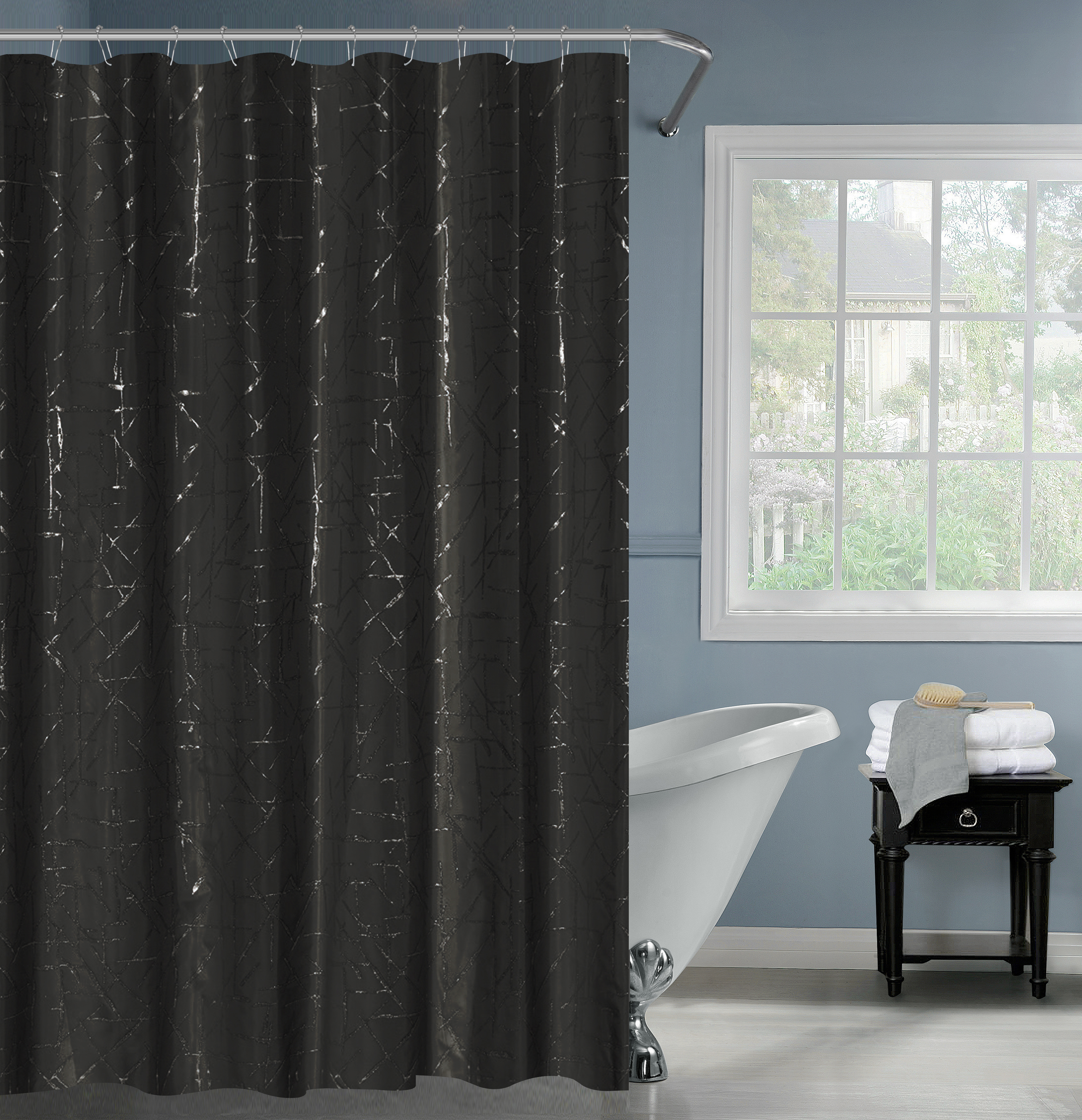 Изображение товара Штора для ванной Swensa Keanu SWC-95-62 200x180 см черного цвета из полиэстера