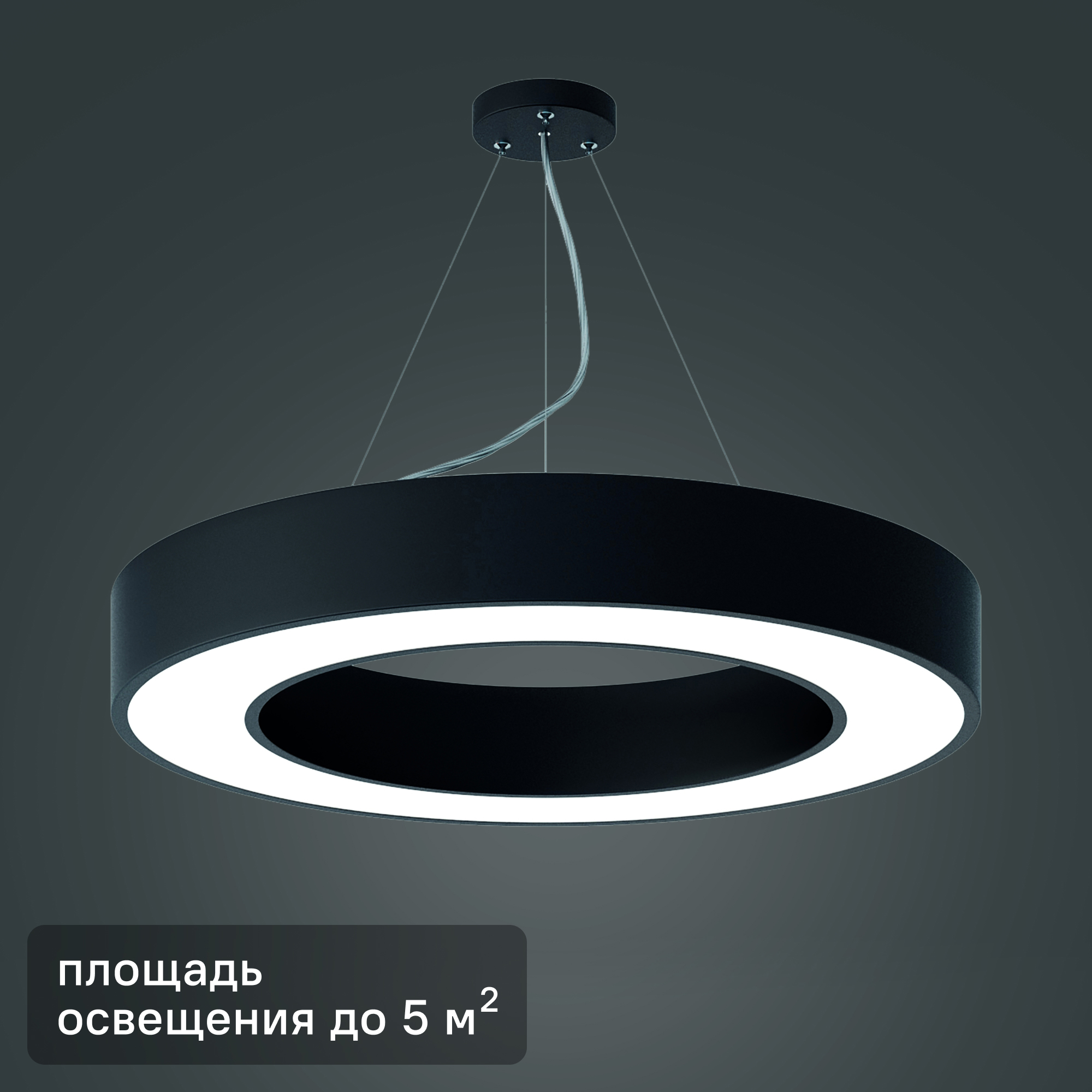 Изображение товара Светильник подвесной светодиодный «Geometria» Ring 5 м² нейтральный белый свет цвет черный