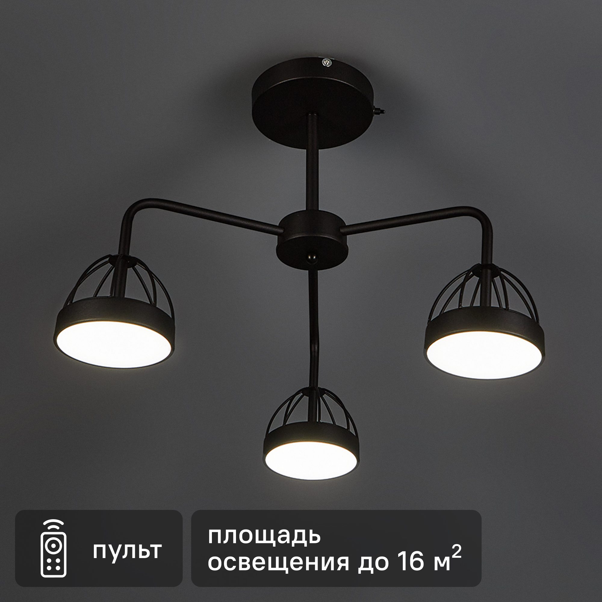 Изображение товара Люстра светодиодная Scandia 515931 с пультом 16 м² регулируемый черный металл