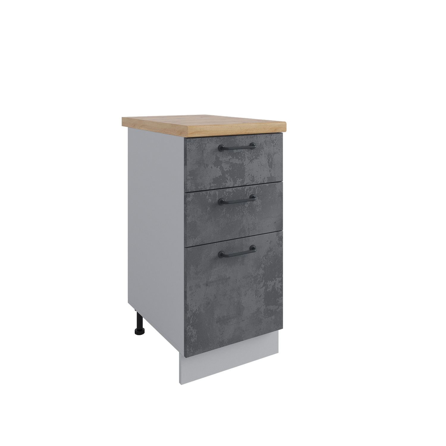 Изображение товара Кухонный ящик Лофт без столешницы 40x81.60x50.40 см 3 ящика фасад бетон МДФ каркас серый ЛДСП Дсв Мебель УТ000566751