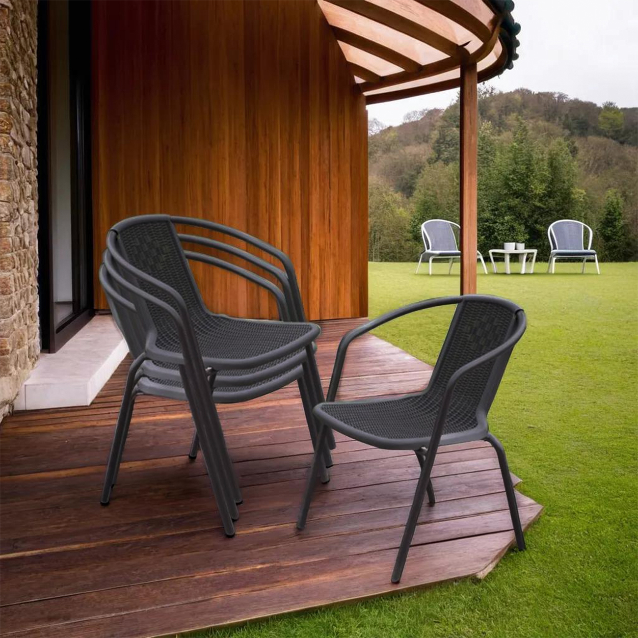 Изображение товара Стул садовый Doma Оливия 56 см x 55 см x 72 см пластик коричневый 4 шт