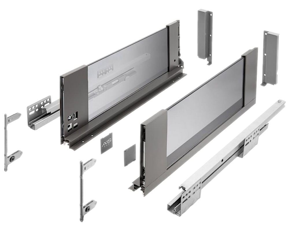 Изображение товара Выдвижной высокий ящик 1.40x40x16.80 см стеклянные боковины антрацит GTV AXIS PRO