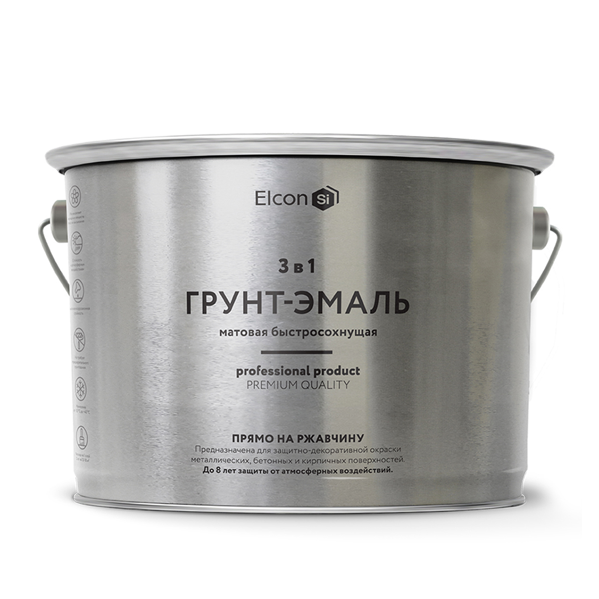 Изображение товара Грунт-эмаль по ржавчине 3 в 1 Elcon матовая белая 2 кг